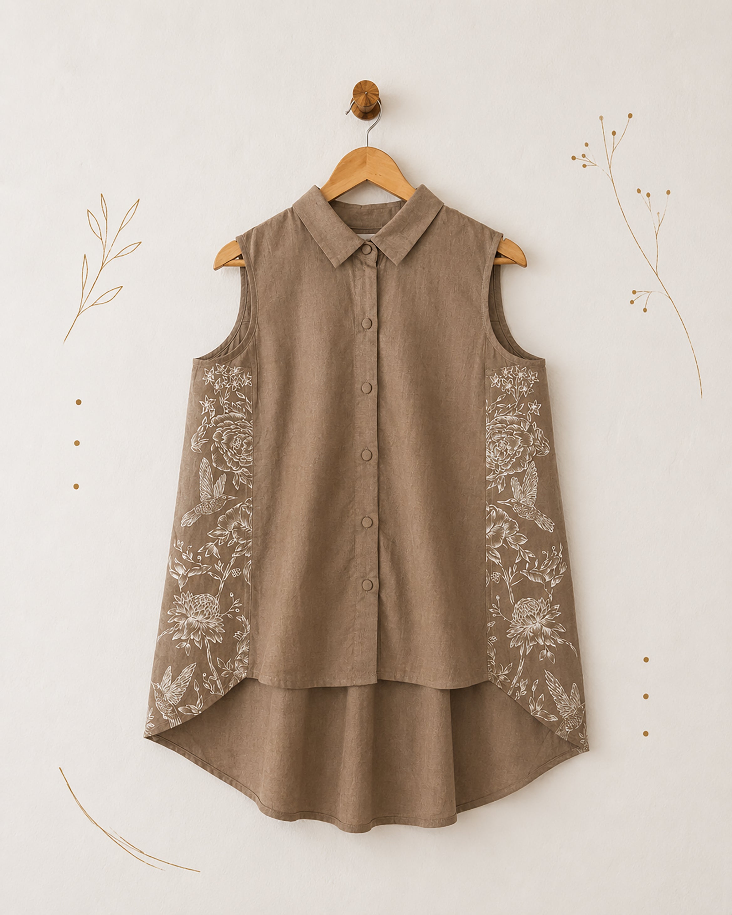 Cotton Handpainted Sleeveless Shirt