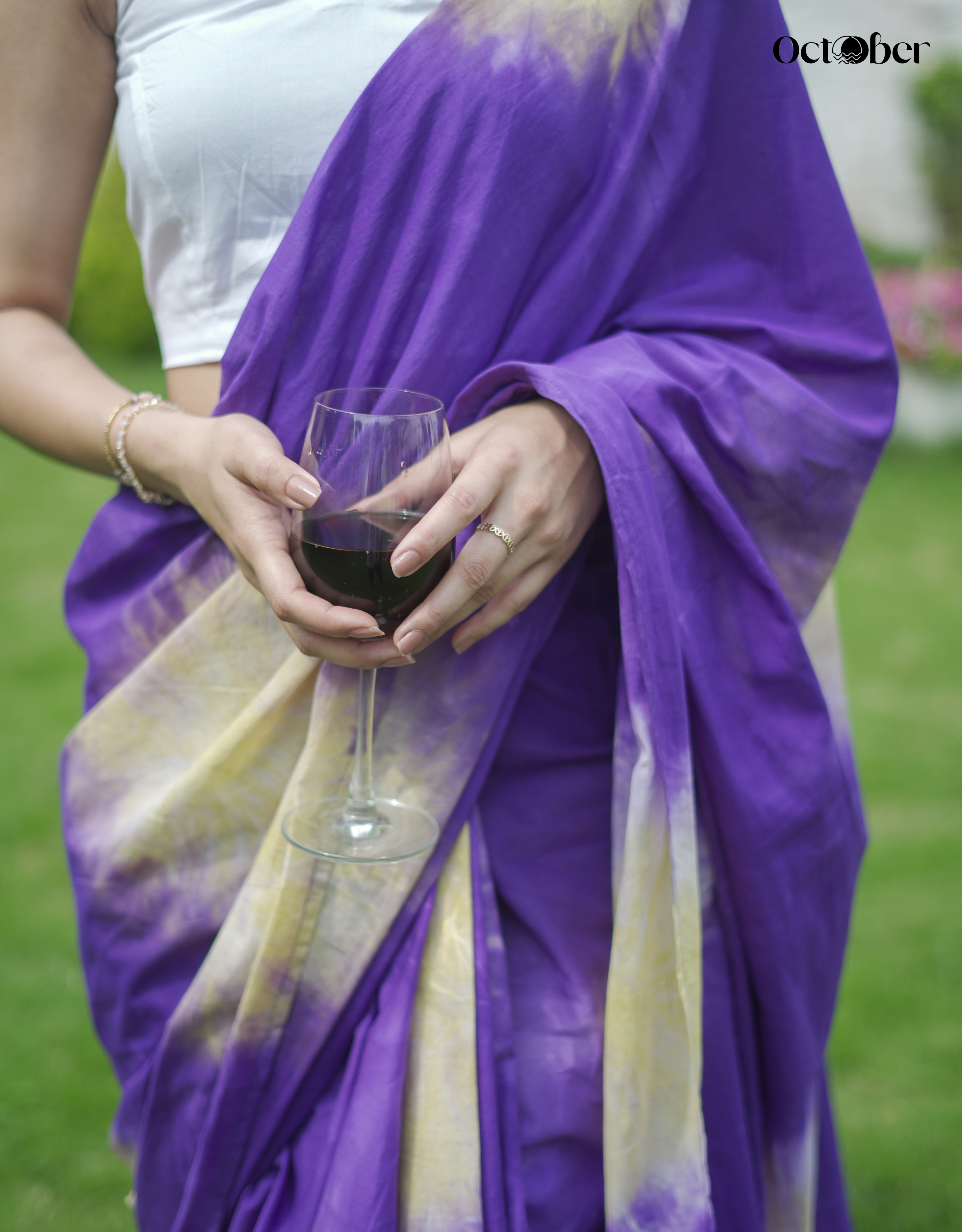 Grape Fruit Cotton Tye & Dye Saree