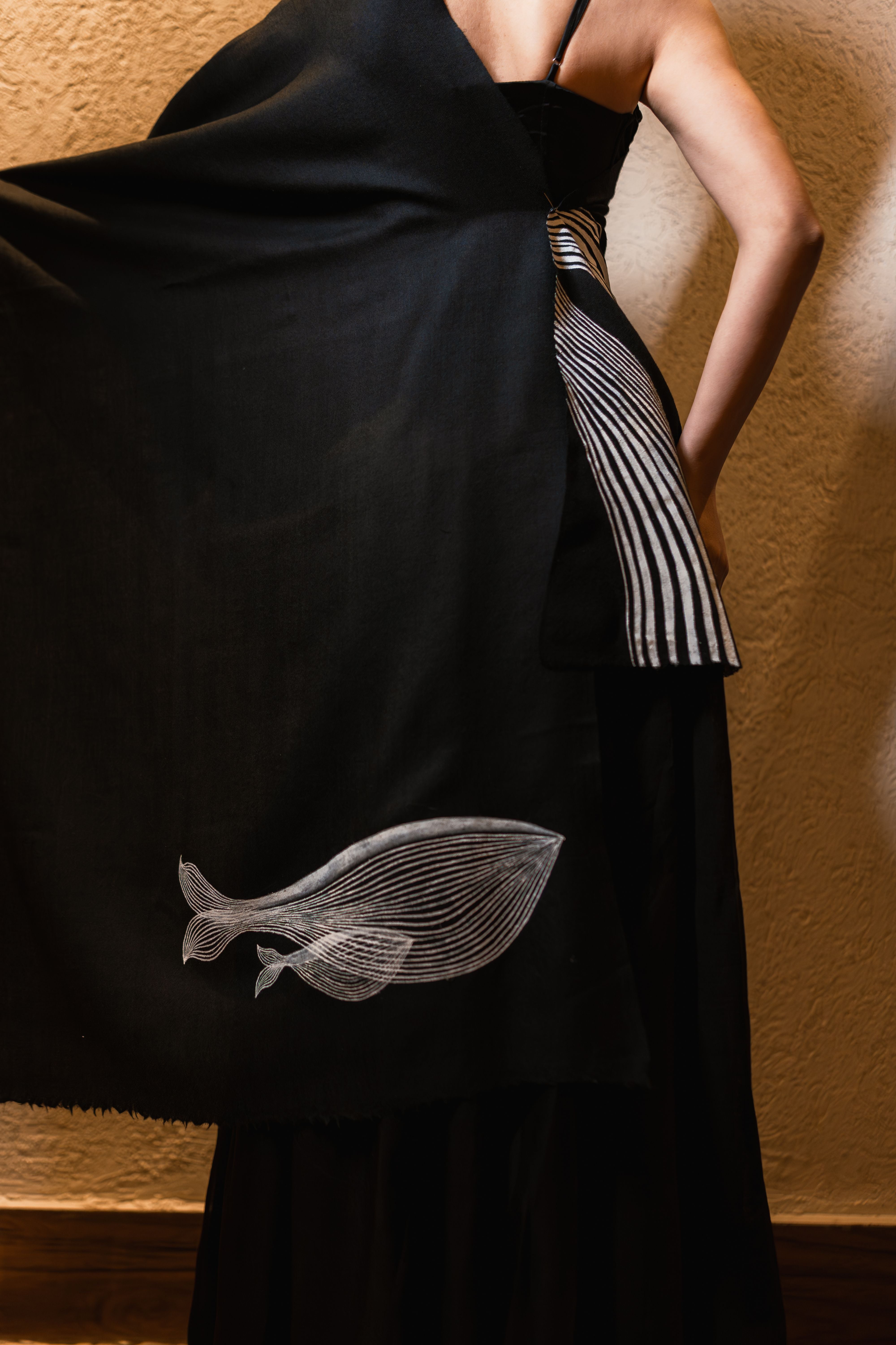Black Illusion Handpainted Scarf