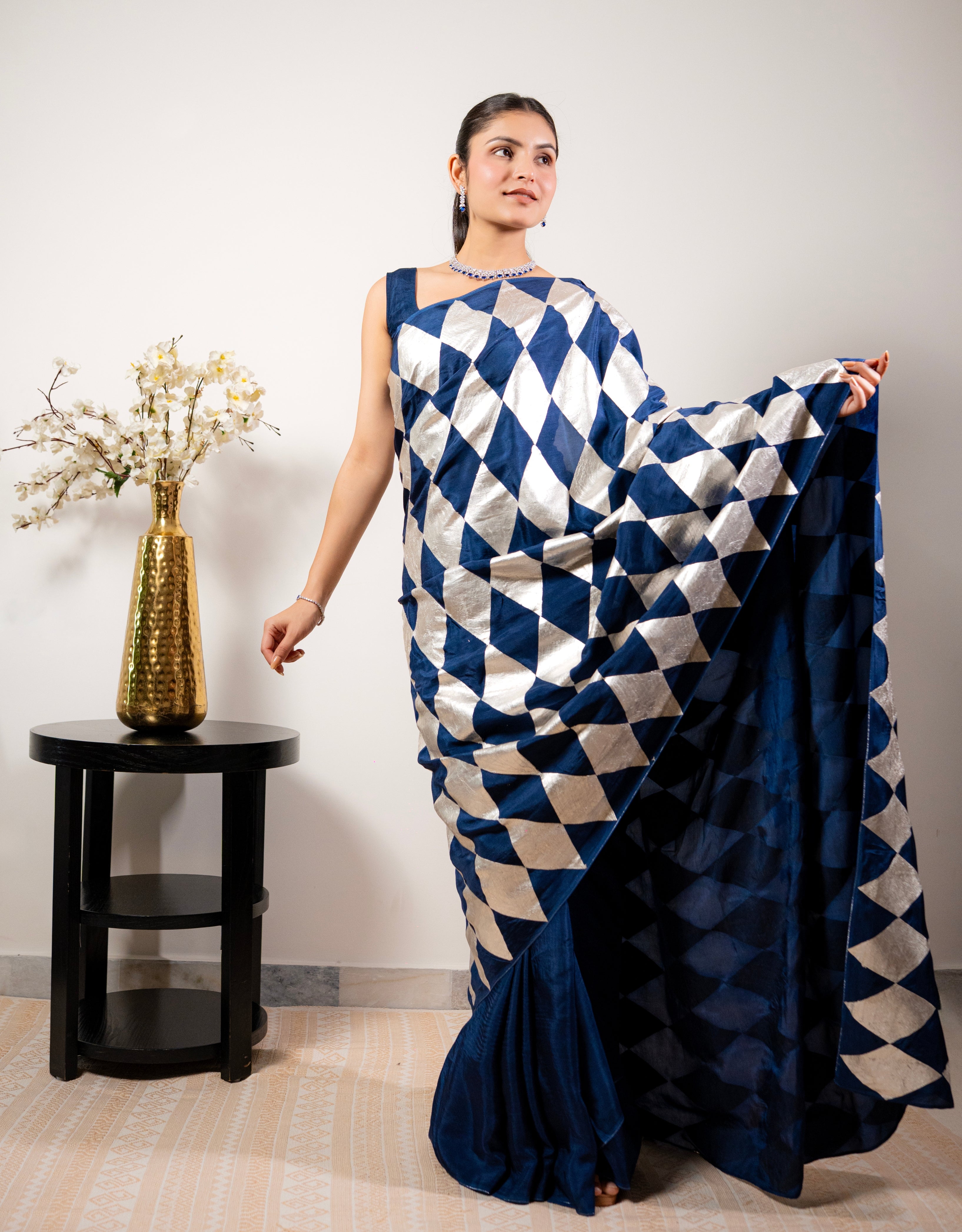 Barfi Tukda Real Silver Silk Saree