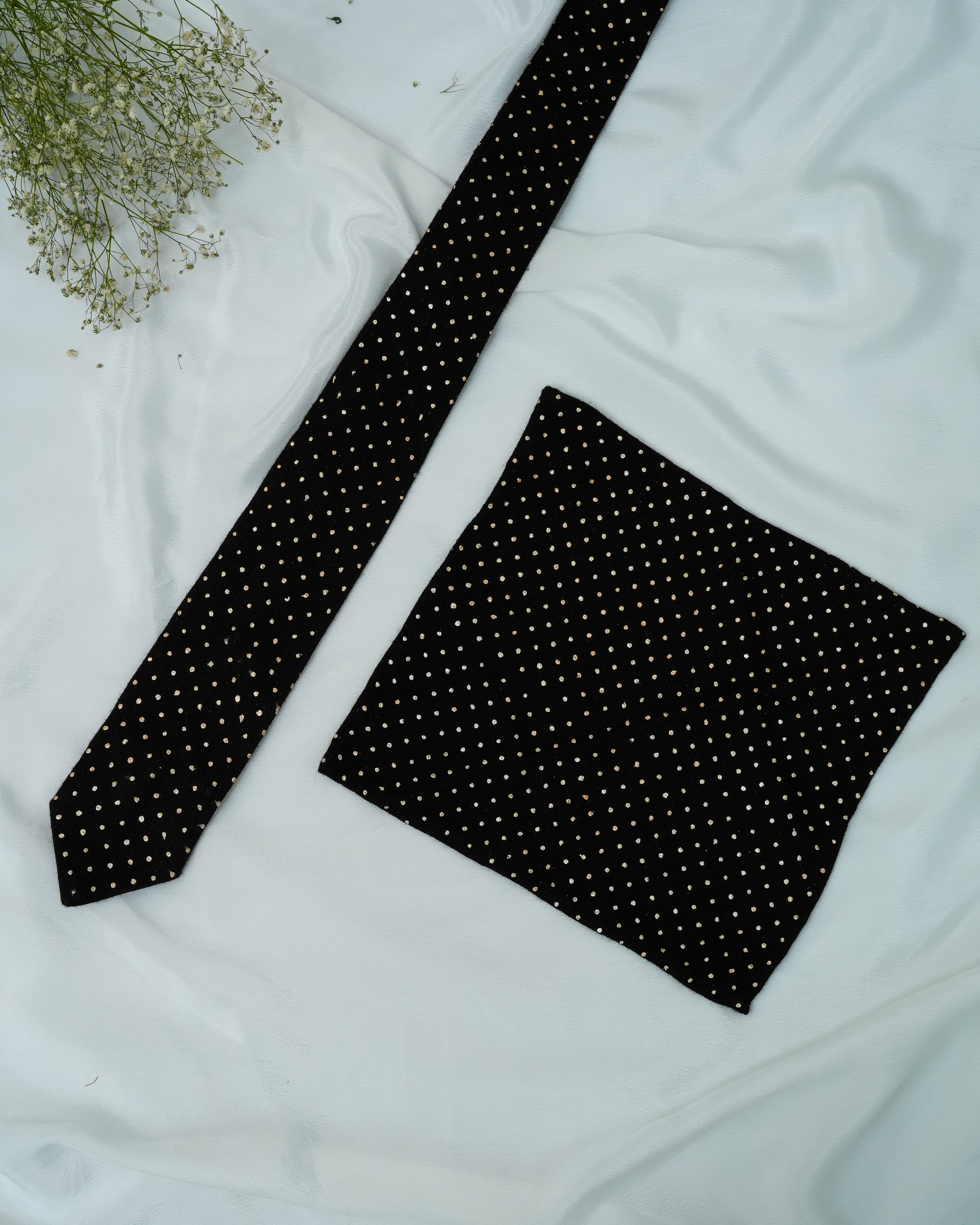 Pure Pashmina Navy Blue Tie & Pocket Square