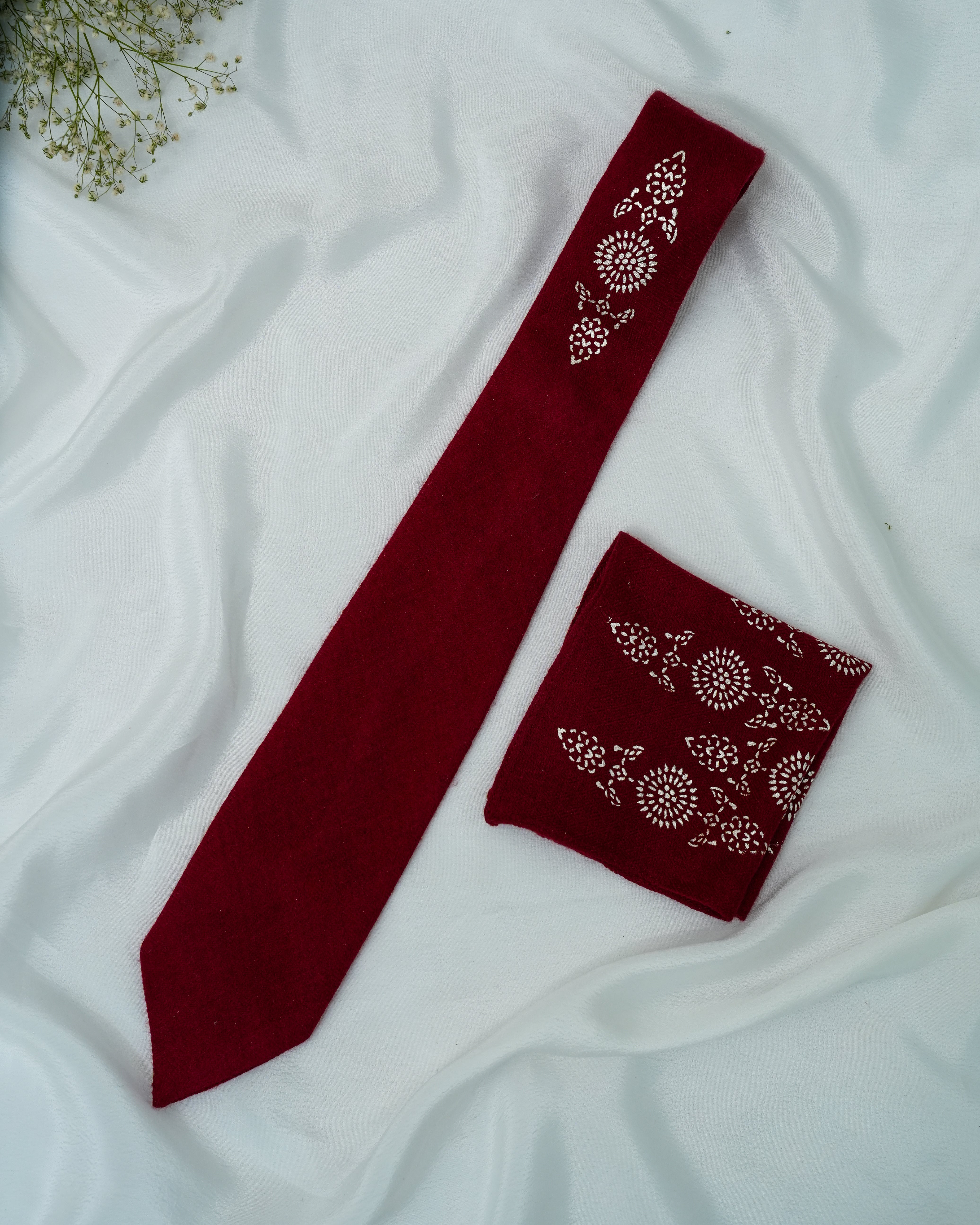 Pure Pashmina Maroon Tie & Pocket Square