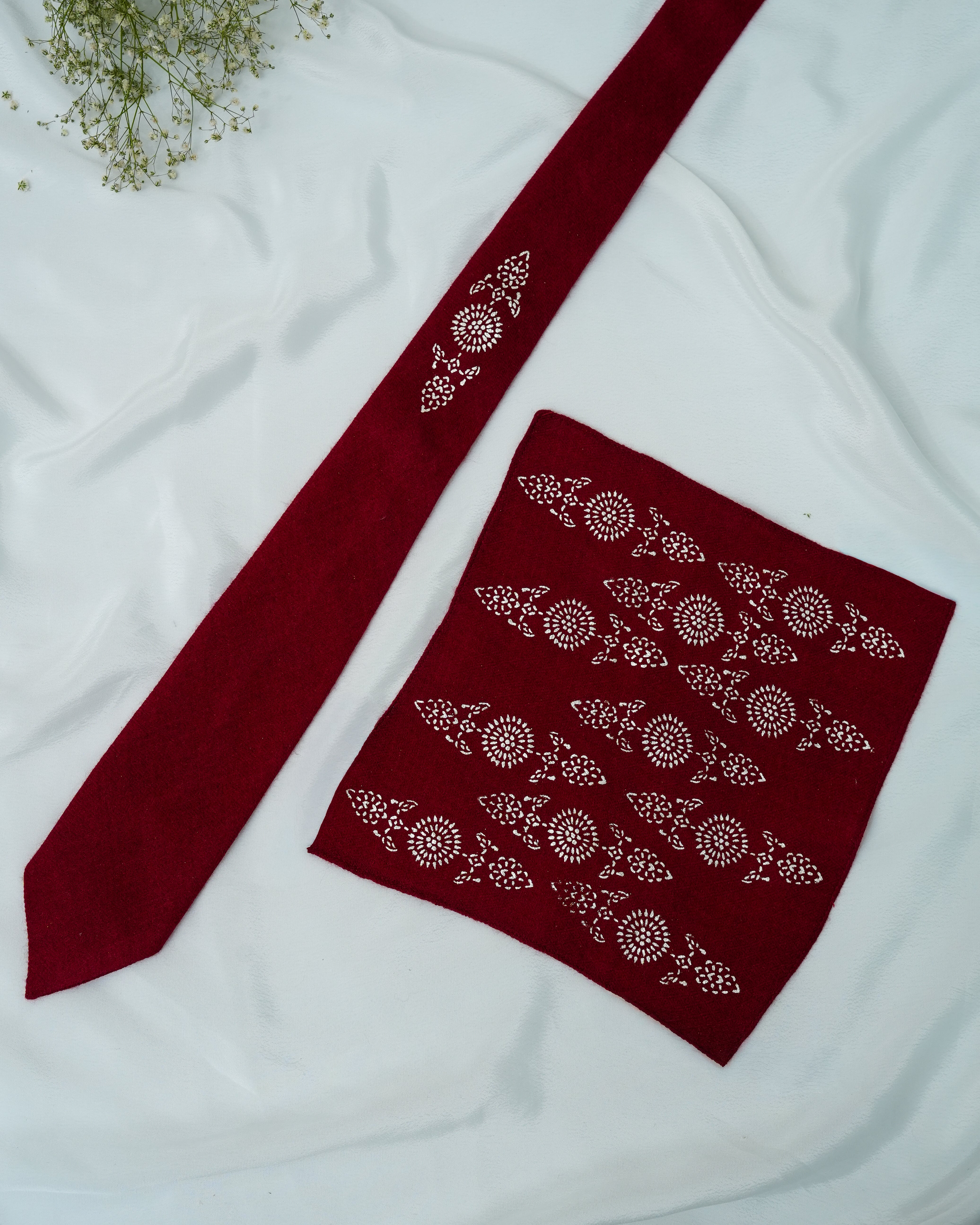 Pure Pashmina Maroon Tie & Pocket Square