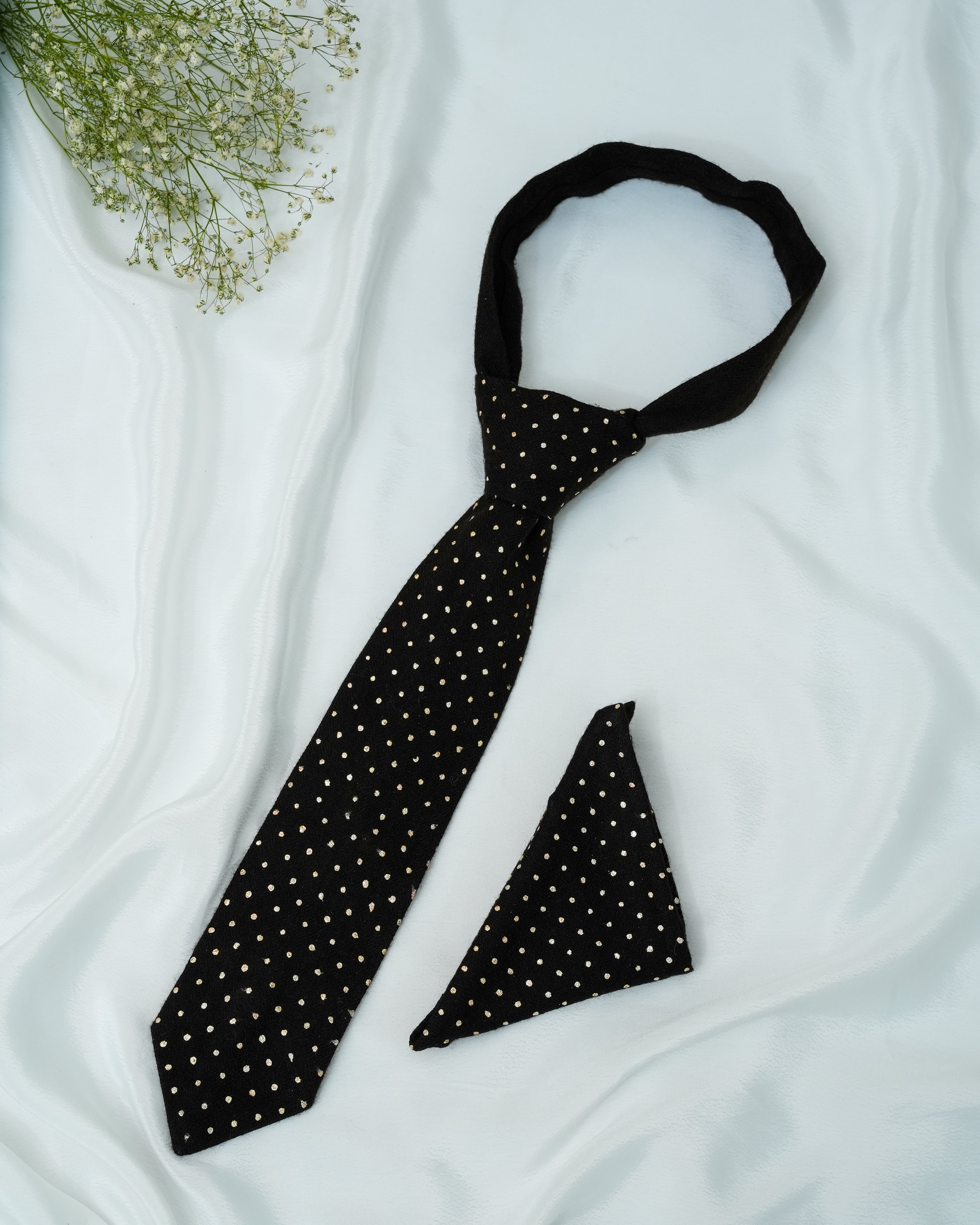 Pure Pashmina Navy Blue Tie & Pocket Square