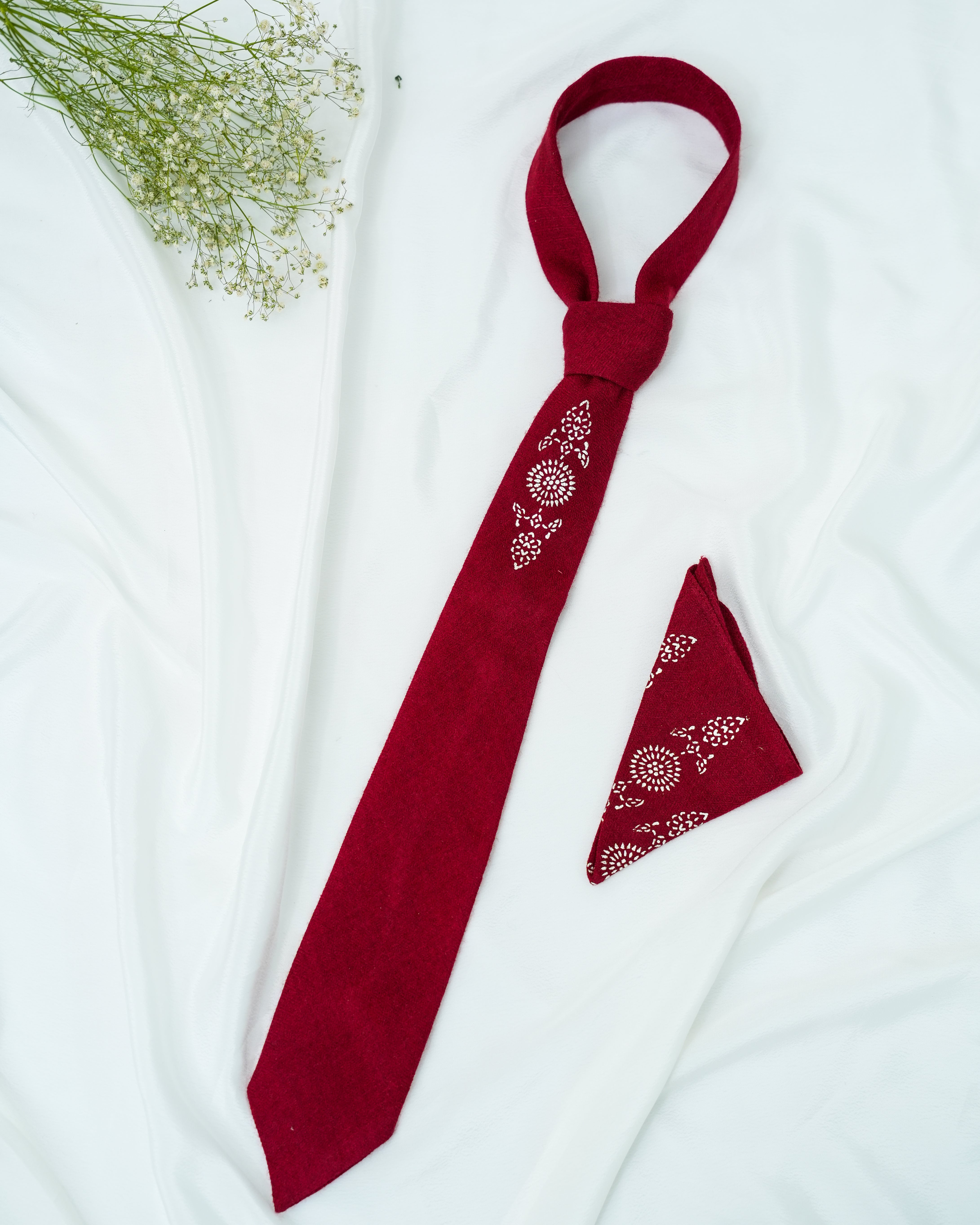 Pure Pashmina Maroon Tie & Pocket Square