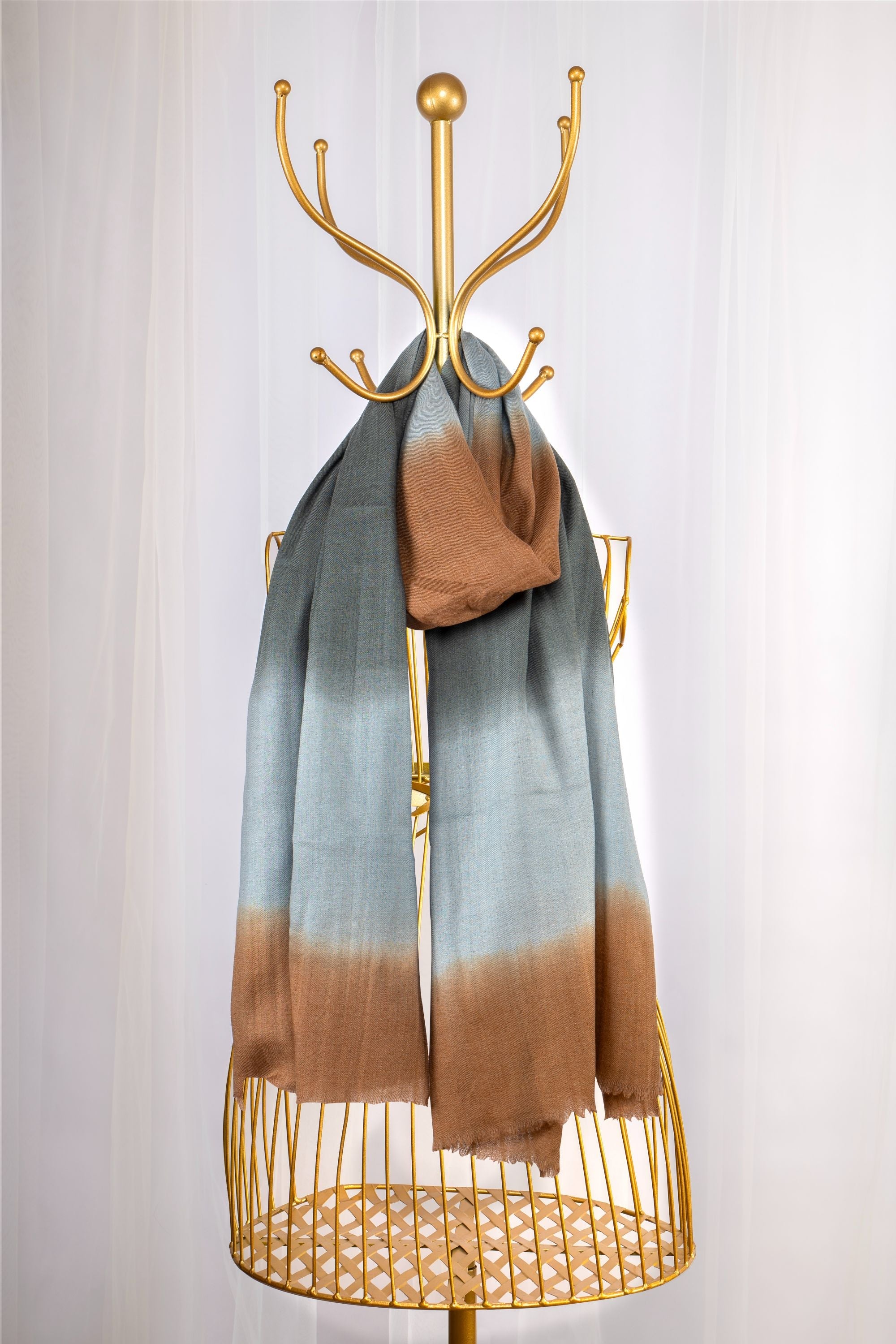Brown & Grey Pure Pashmina Scarf - Ombré - Earth