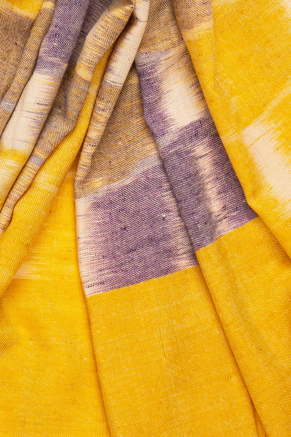 Yellow & Purple Pure Pashmina Scarf - Ikat