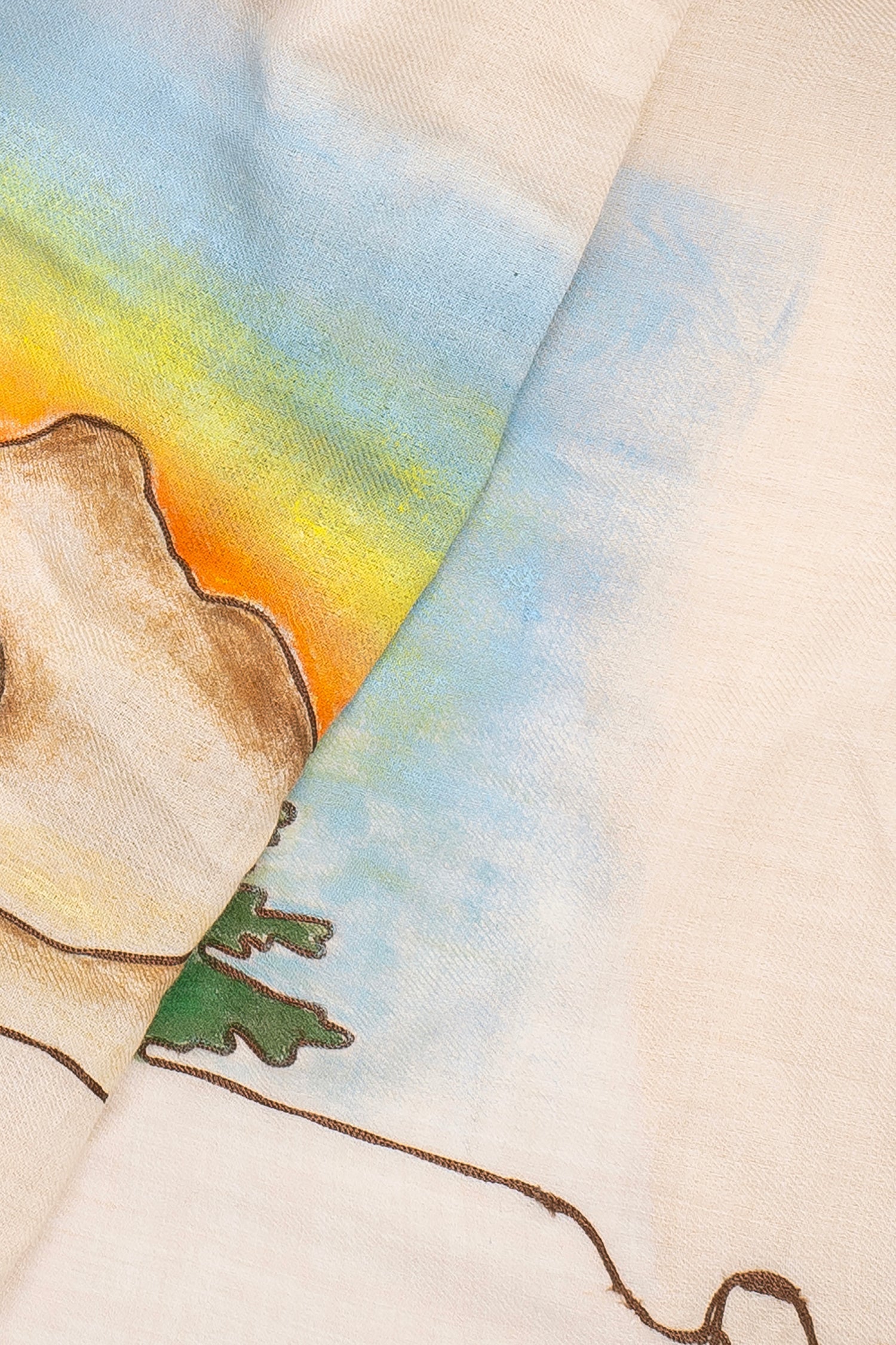 Beige Pure Pashmina Hand-Painted Scarf - Somewhere Sometimes