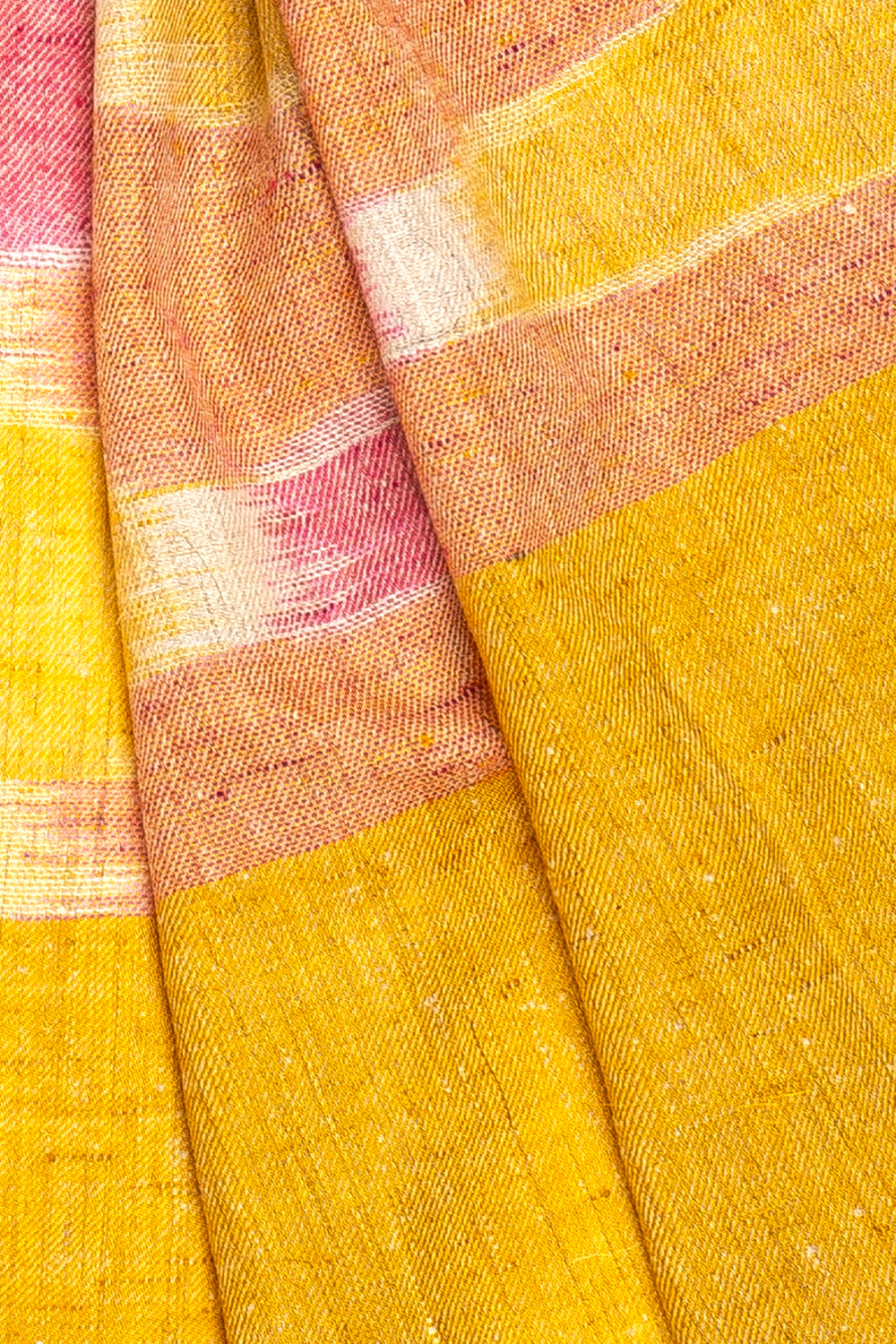 Yellow & Pink Pure Pashmina Scarf - Ikat