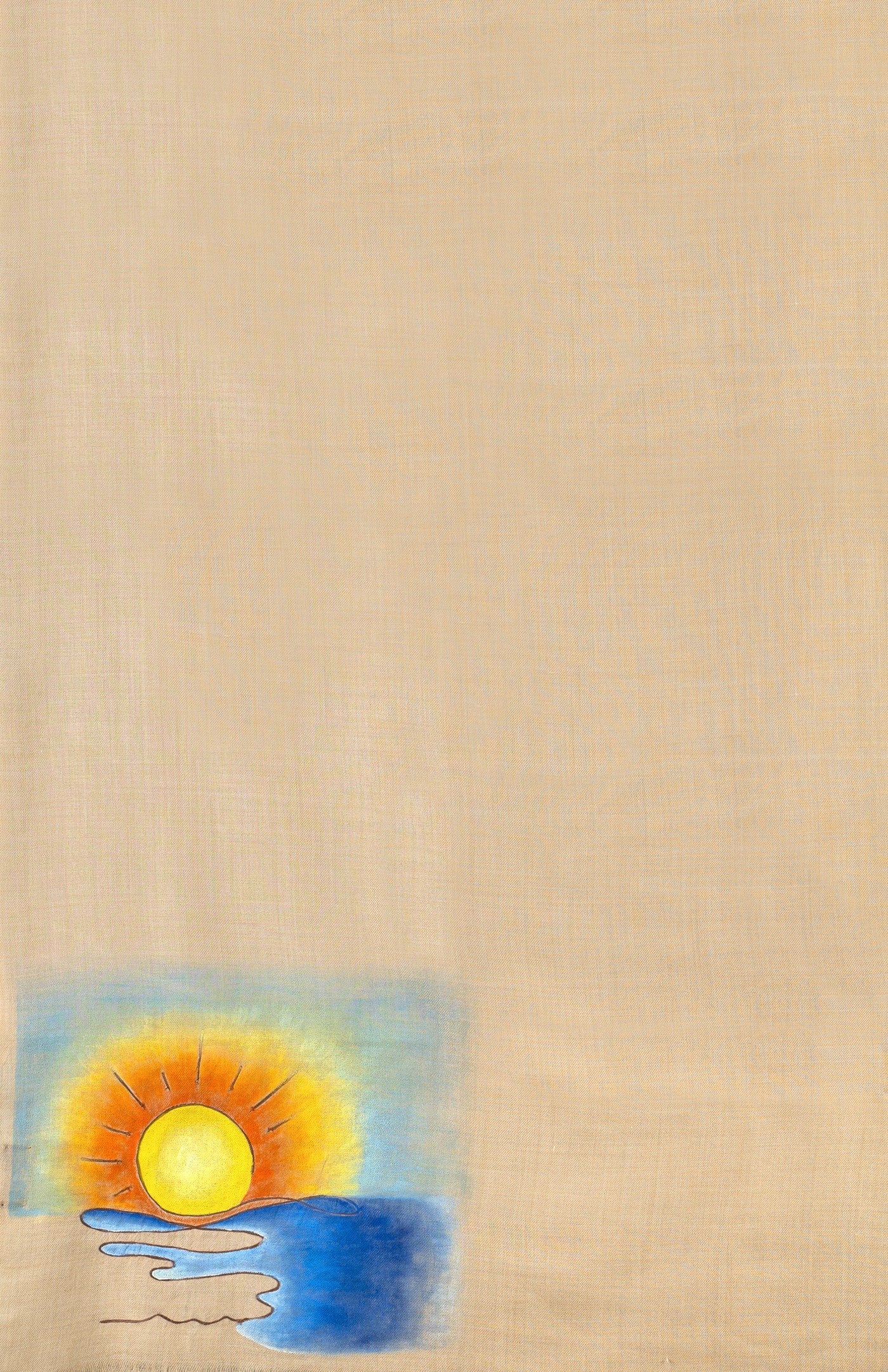 Beige Pure Pashmina Hand-Painted Scarf - Sunset Somewhere