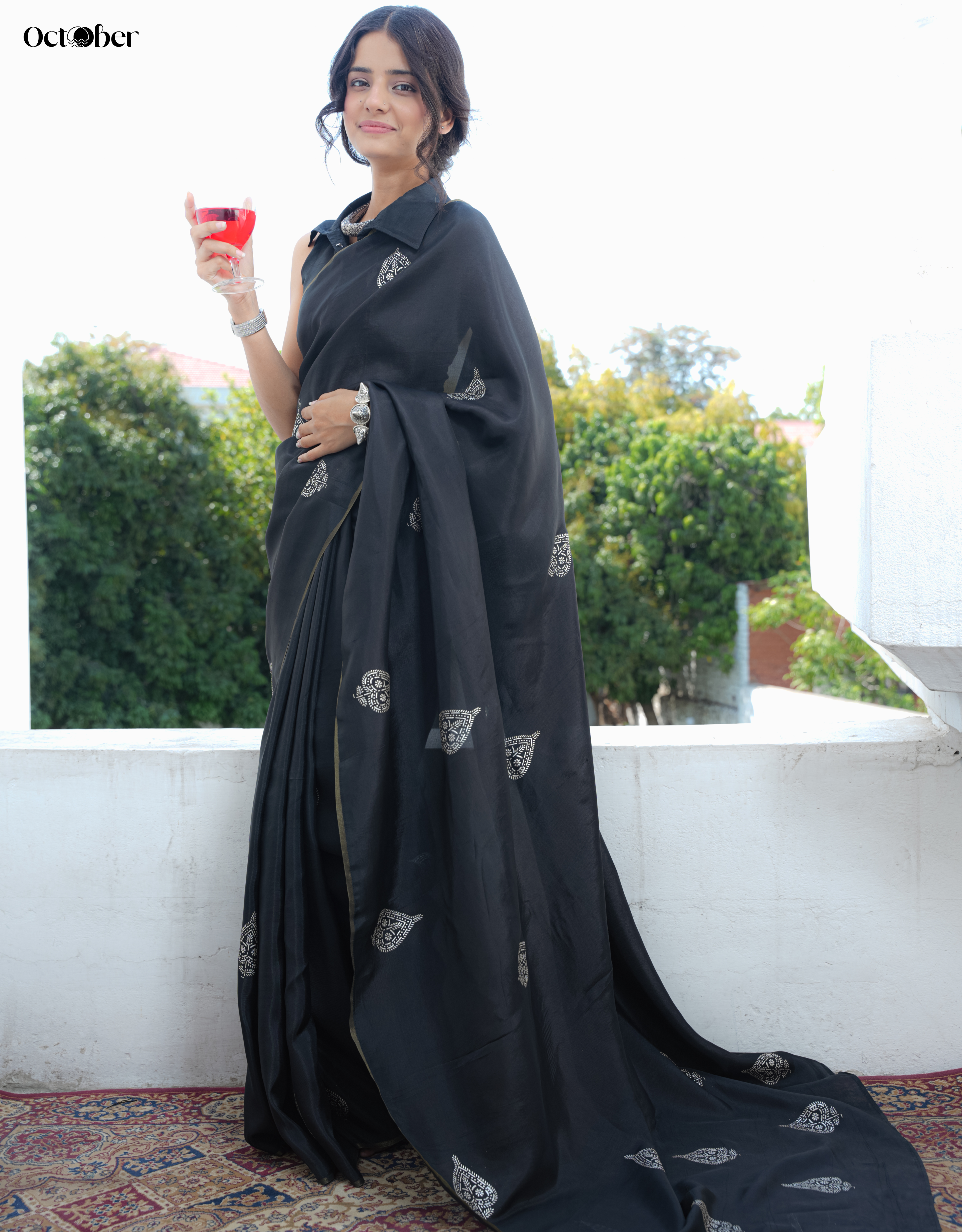 Smoky Real Silver Saree in Silk