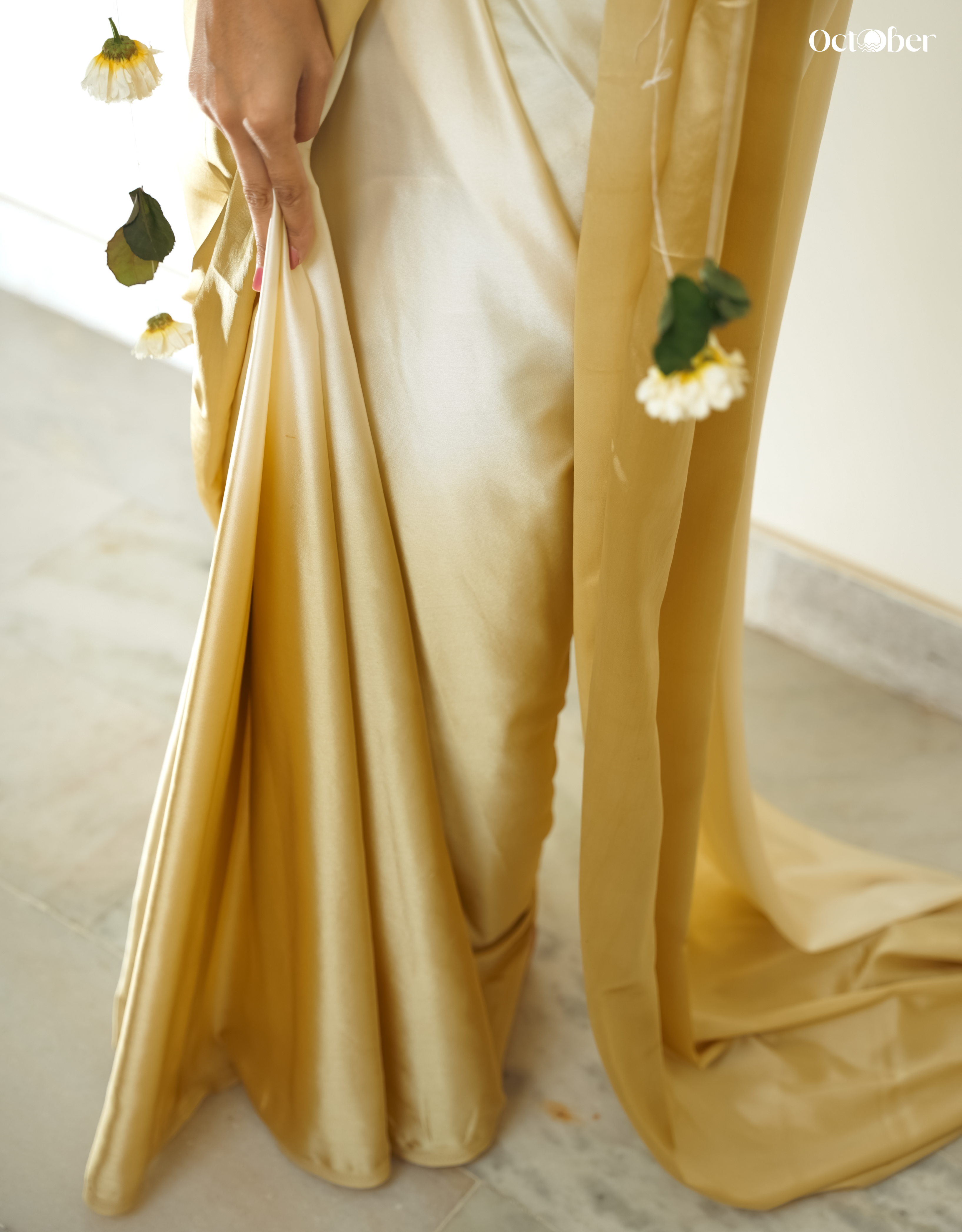 Champagne Fizz Organic Satin Saree
