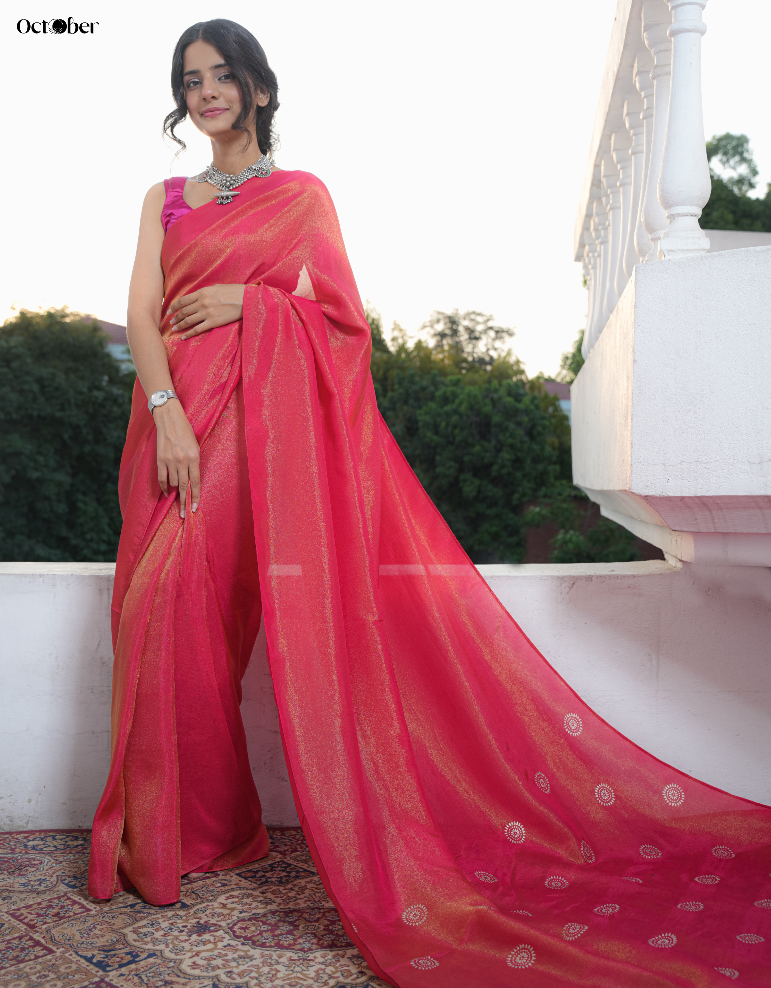 Scarlet Real Silver Saree in Tissue Silk