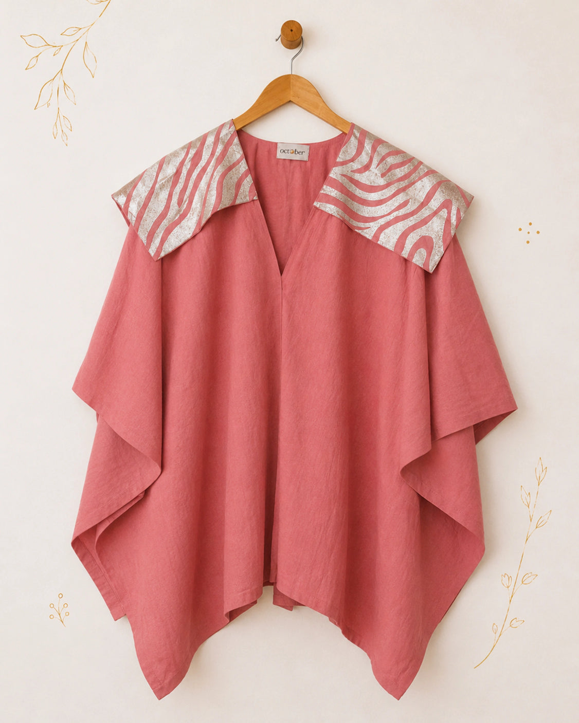 Pink Silver Printed Cotton Cape