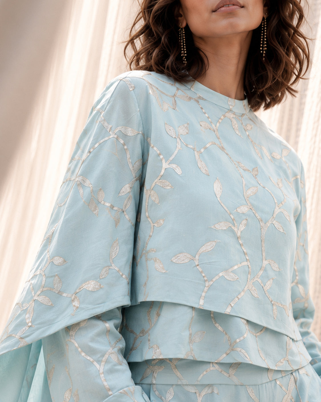 Morning Mist Ice Blue Chanderi Silk Set
