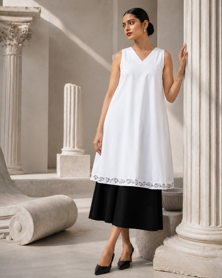 Ink & Ivory Handpaint Layered Cotton Dress