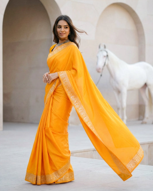 Gold Rush Real Silver Saree in Organic Crepe