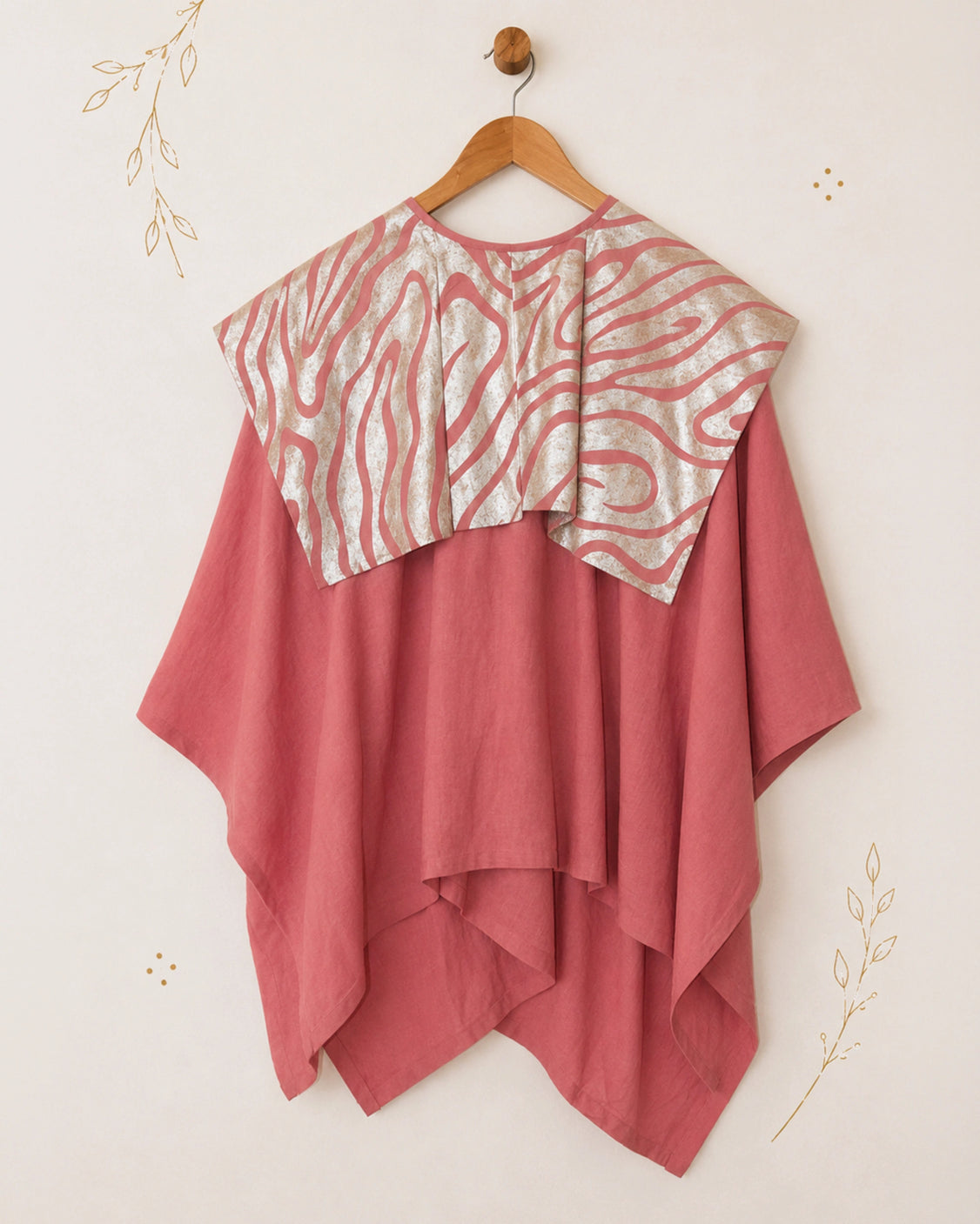 Pink Silver Printed Cotton Cape