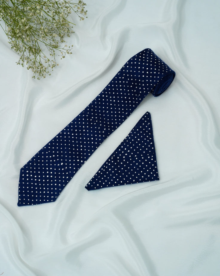 Pure Pashmina Blue Tie & Pocket Square Set