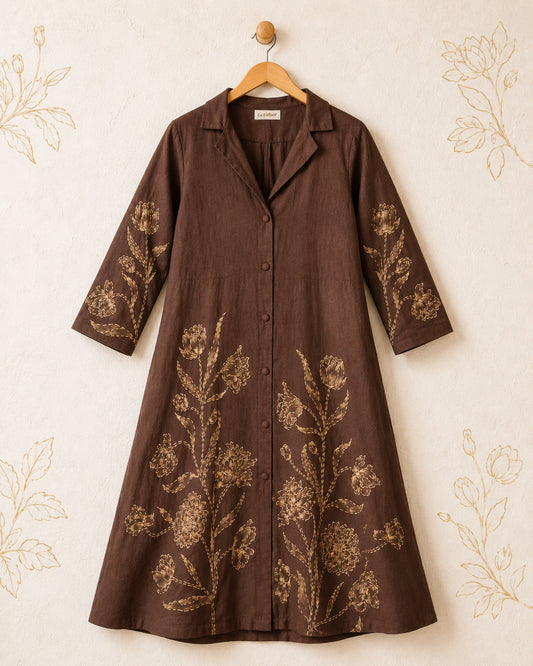 Brown Fine Wool Hand-painted Cape