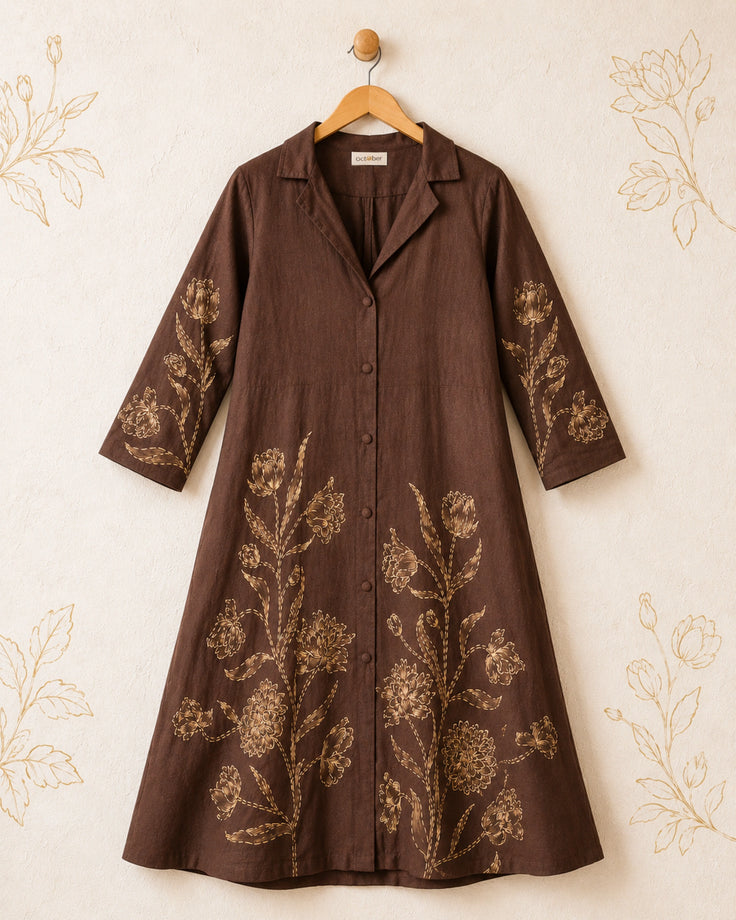 Brown Fine Wool Hand-painted Cape