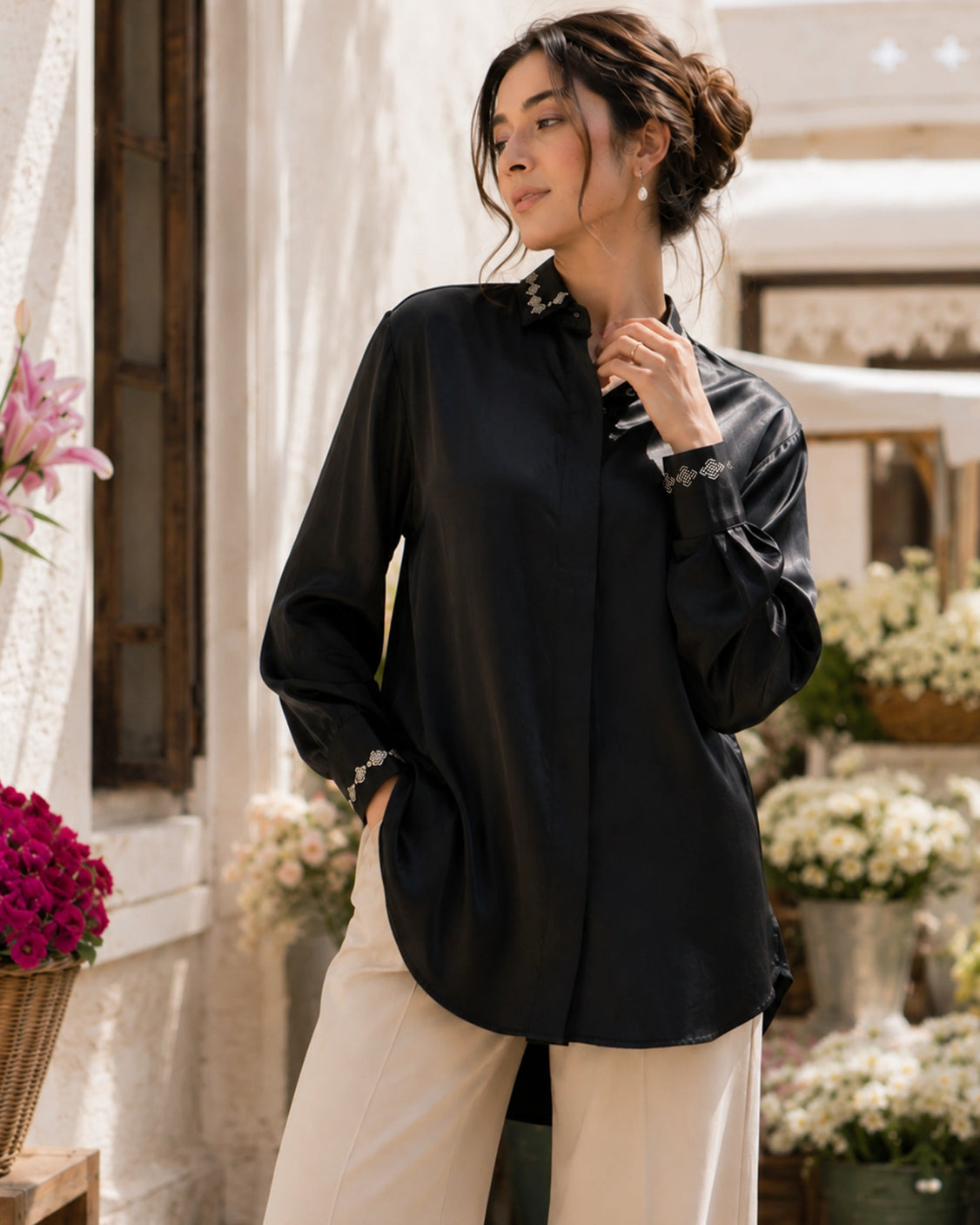 Midnight Real Silver Mashru Shirt