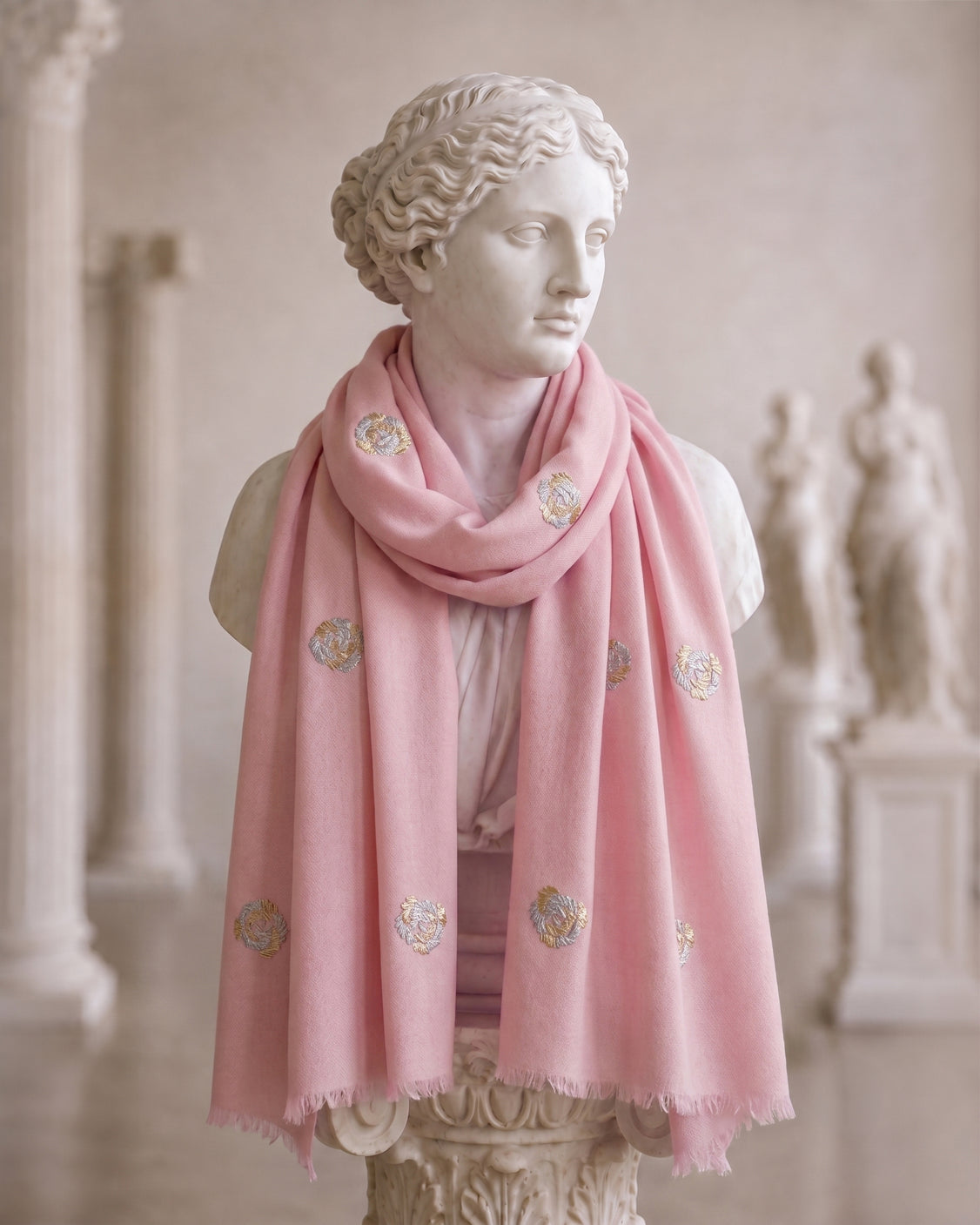 Gotta Roses Pink Pure Pashmina Scarf