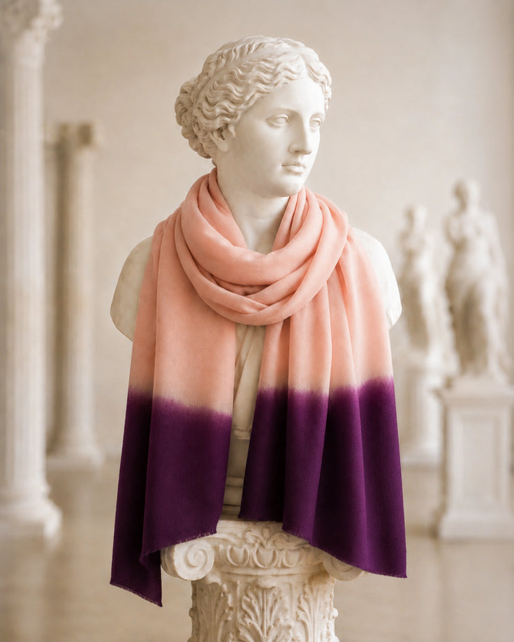 Purple And Pink Ombre Fine Wool Scarf