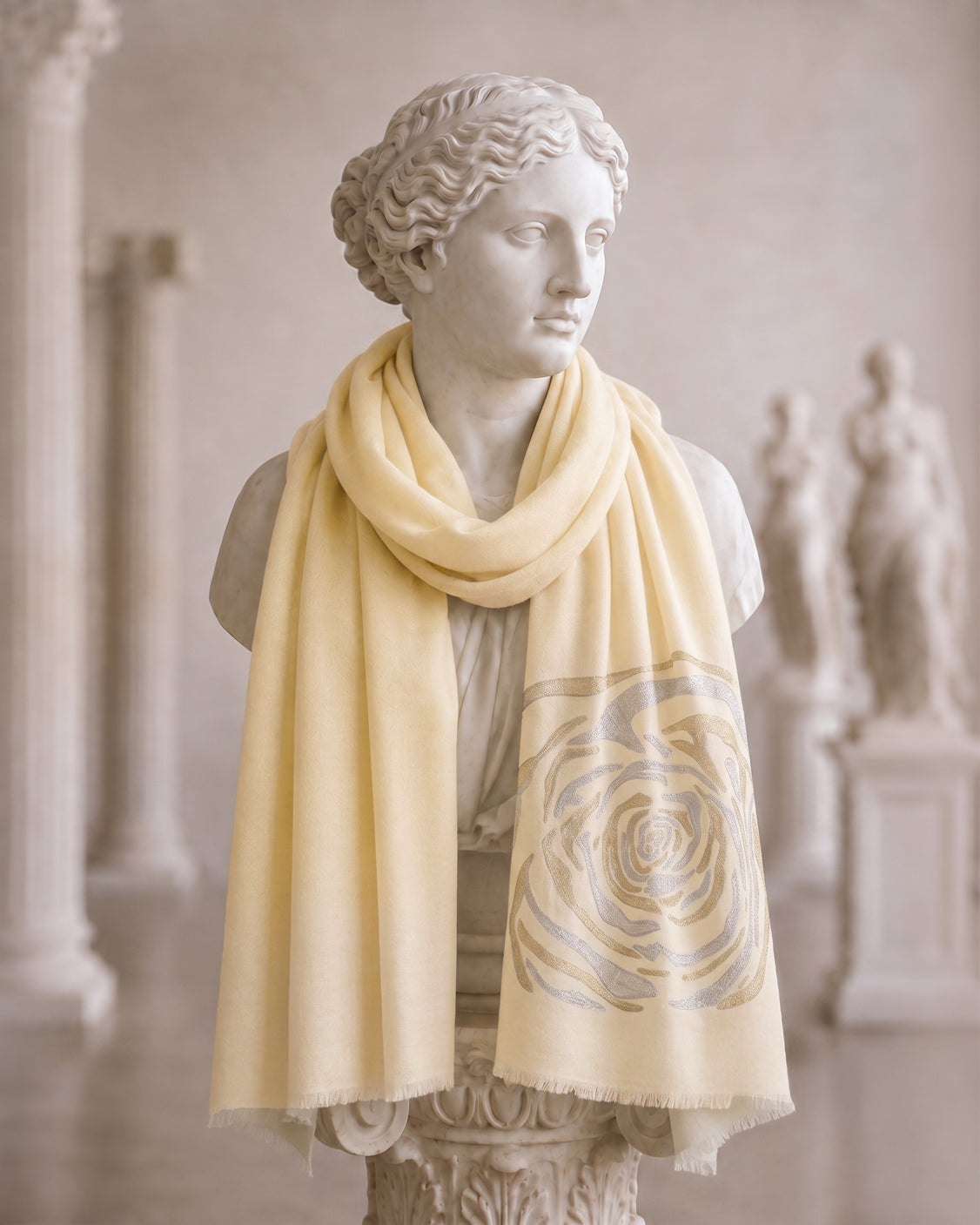 White Pure Pashmina Embroidered Scarf - Have a Rosy Day