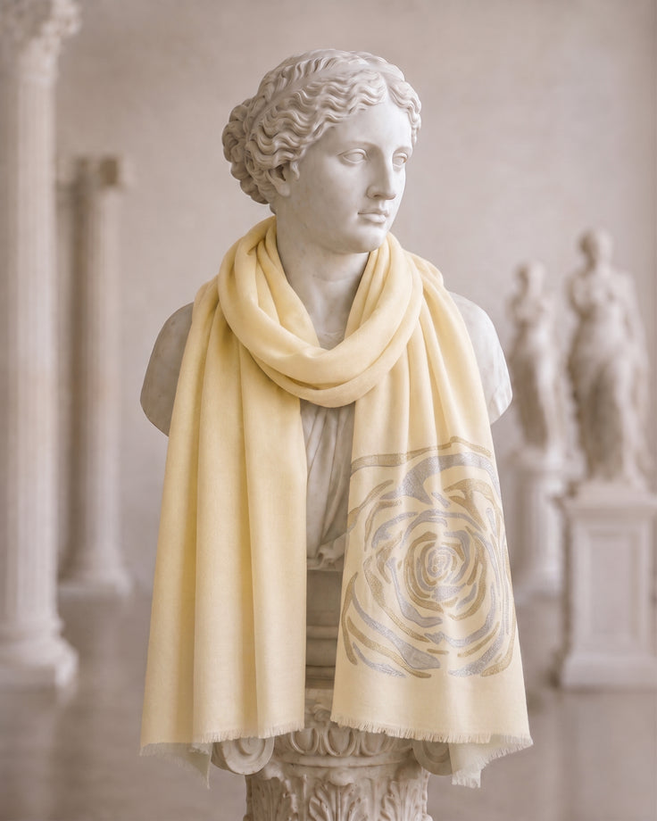 White Pure Pashmina Embroidered Scarf - Have a Rosy Day