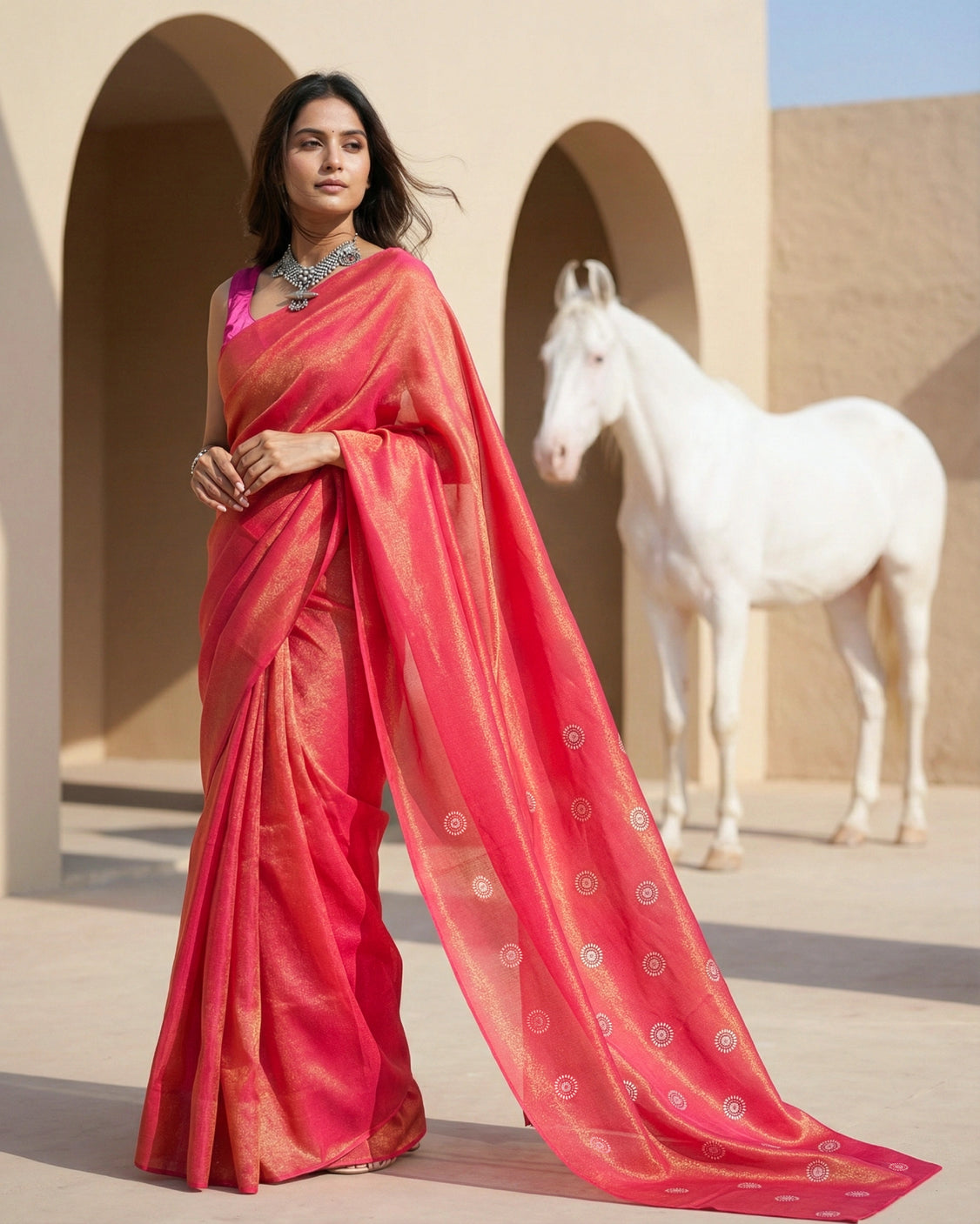 Scarlet Real Silver Saree in Tissue Silk