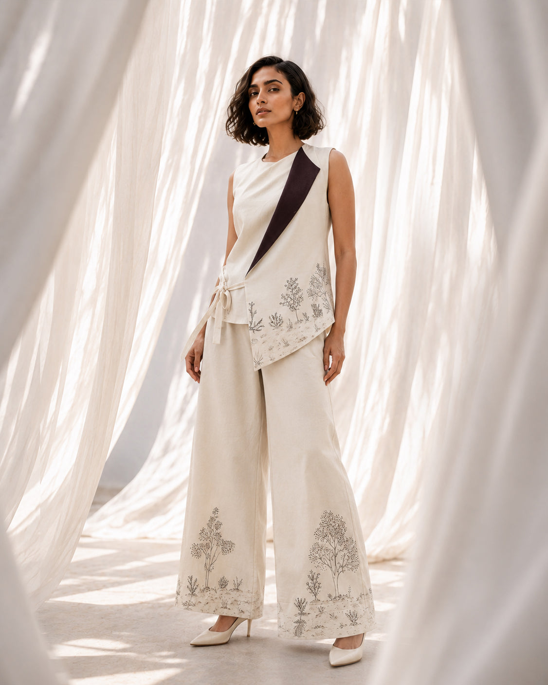 The Quiet Path — Ivory Chanderi Silk Set