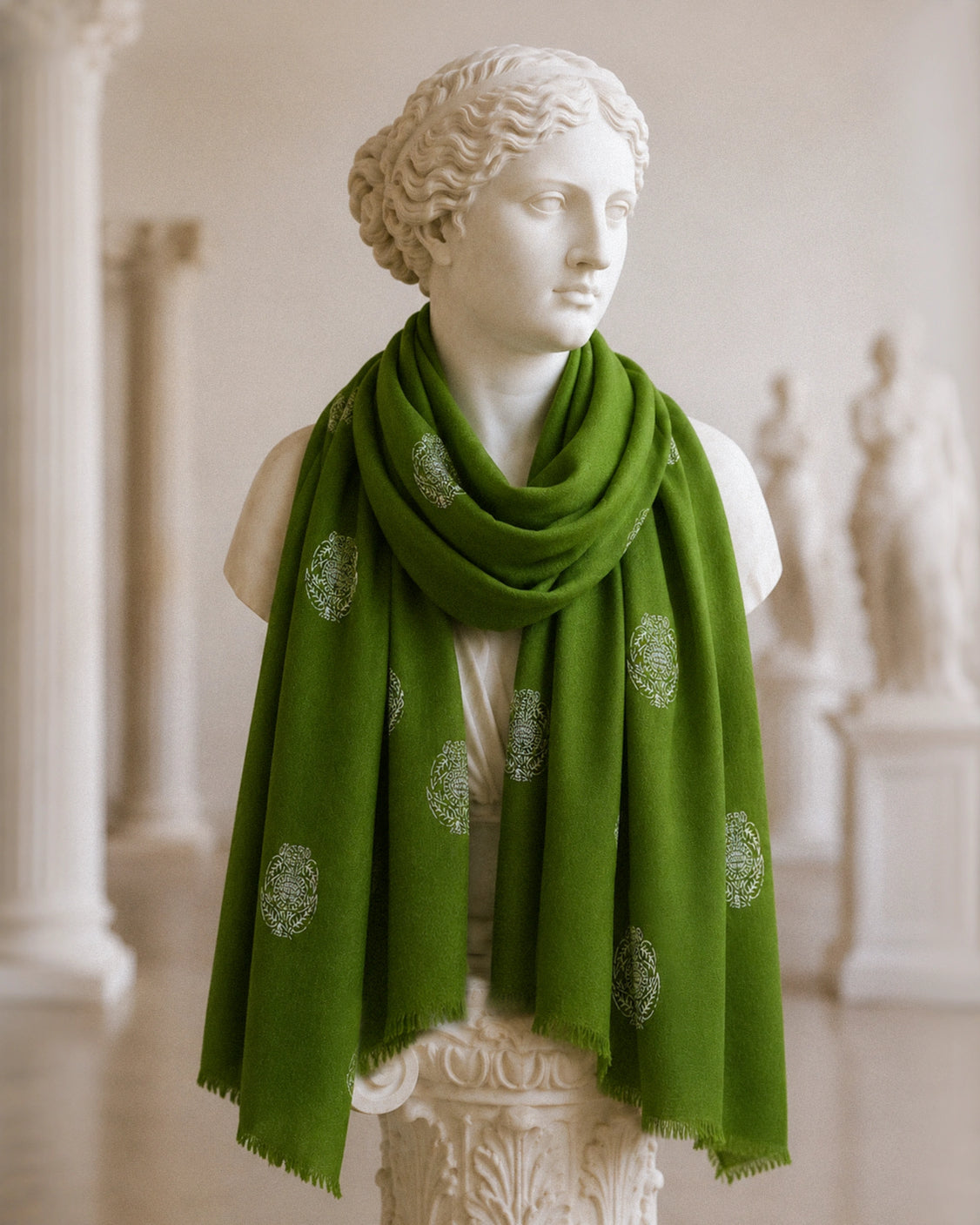 Green Real Silver Printed Scarf