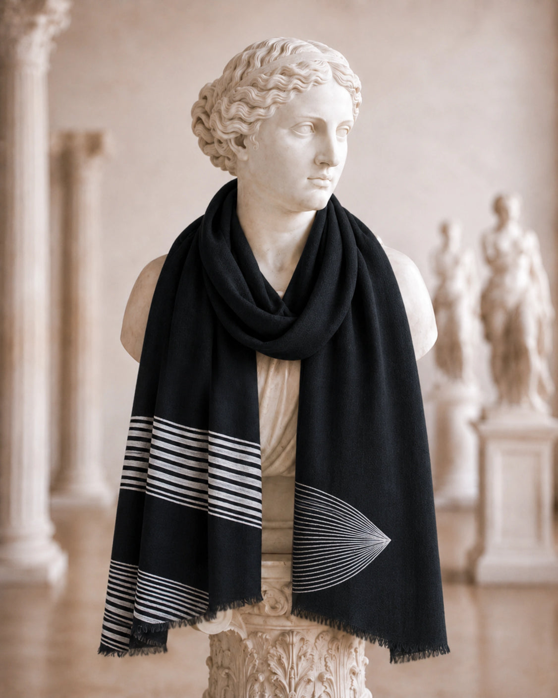 Black Illusion Handpainted Scarf