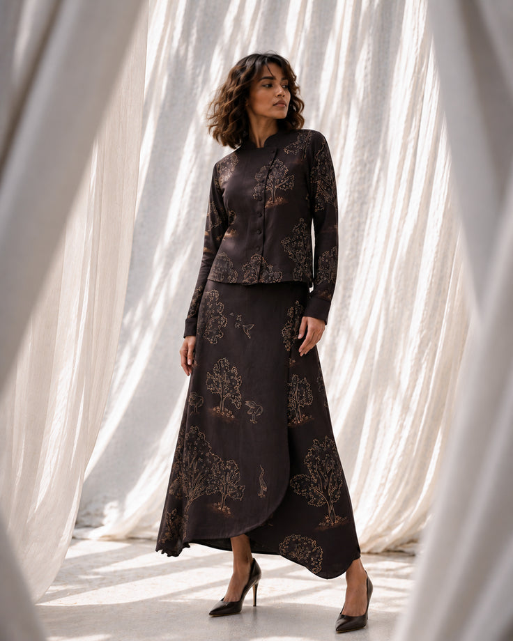 The Forest Floor — Chocolate Brown Chanderi Set