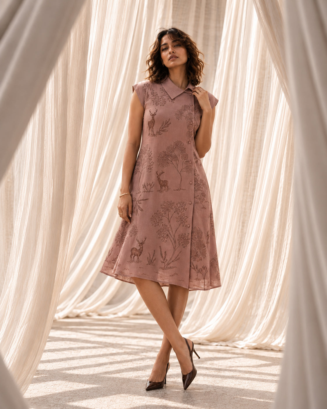 Woodland Walk — Light Brown Pashmina Dress