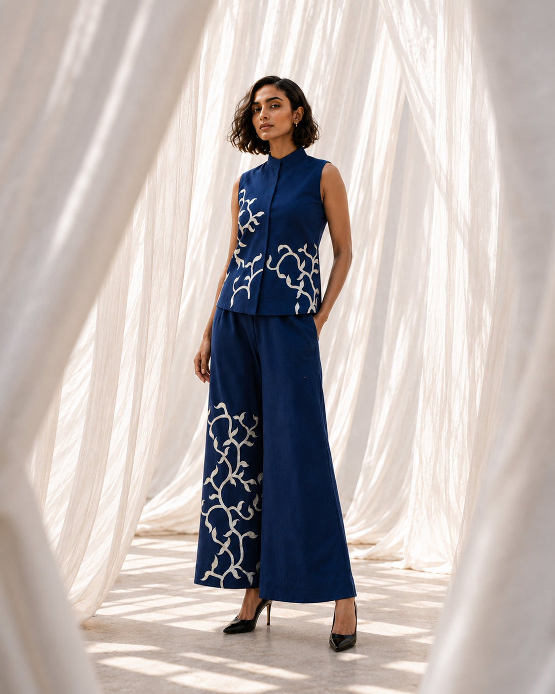Woodland Map — Midnight Blue Pashmina Set