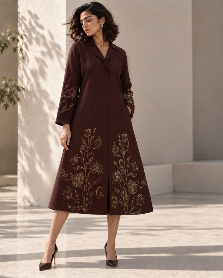 Brown Fine Wool Hand-painted Cape