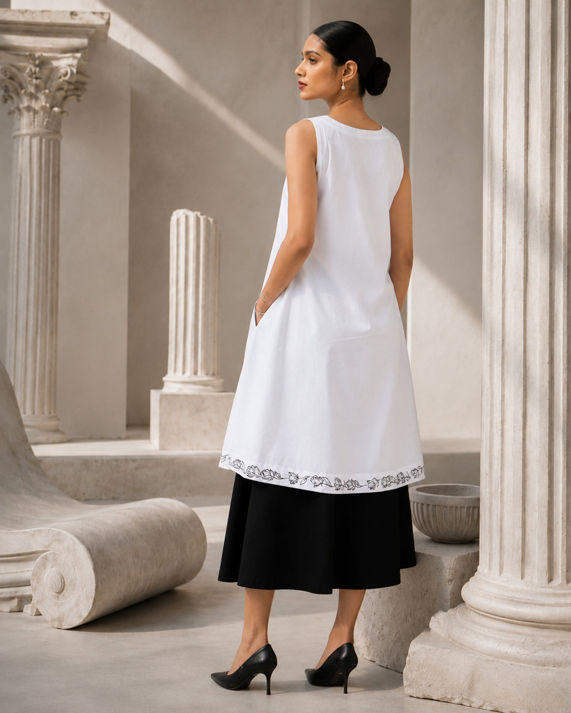 Ink & Ivory Handpaint Layered Cotton Dress
