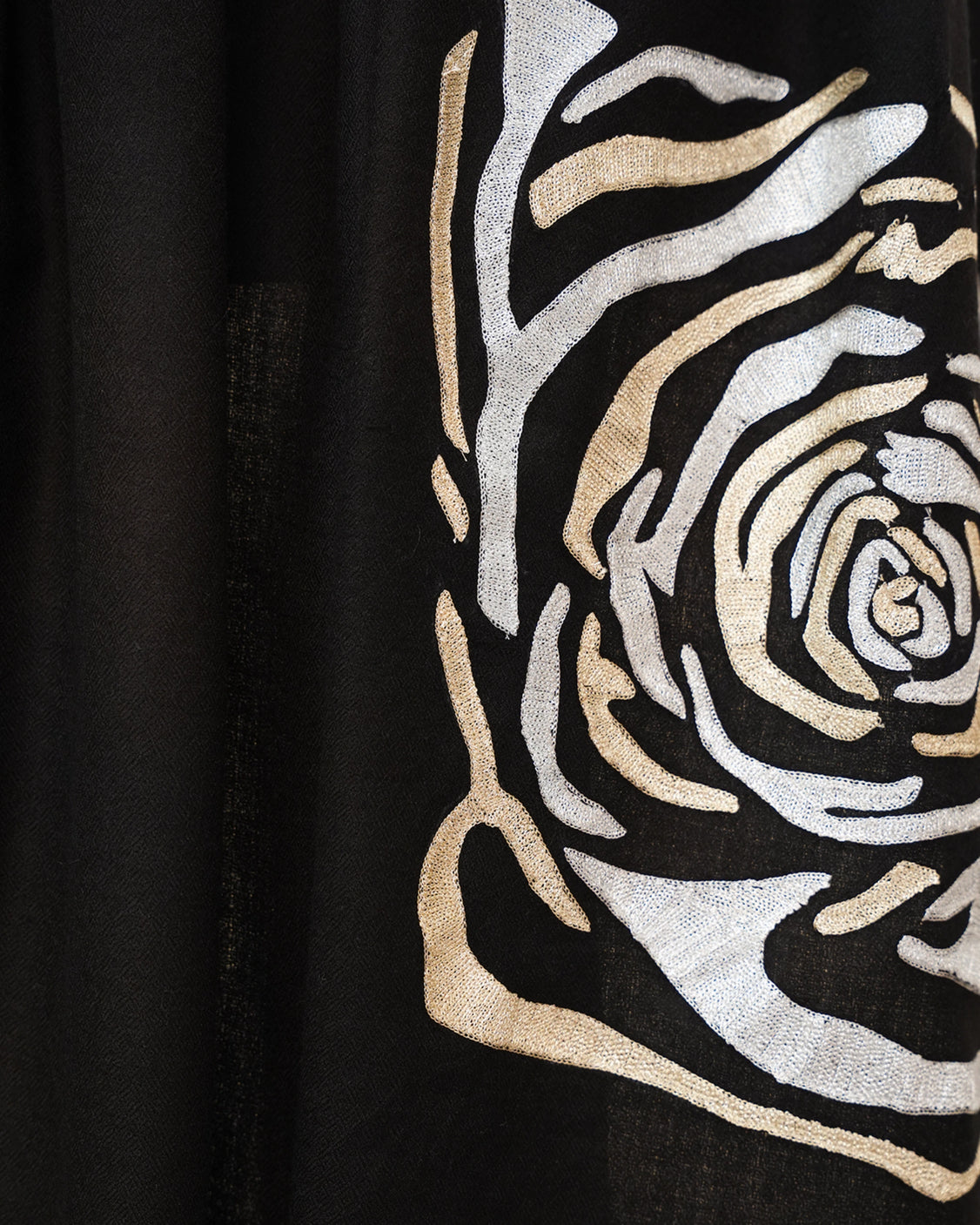 Black Pure Pashmina Embroidered Scarf - Have a Rosy Day