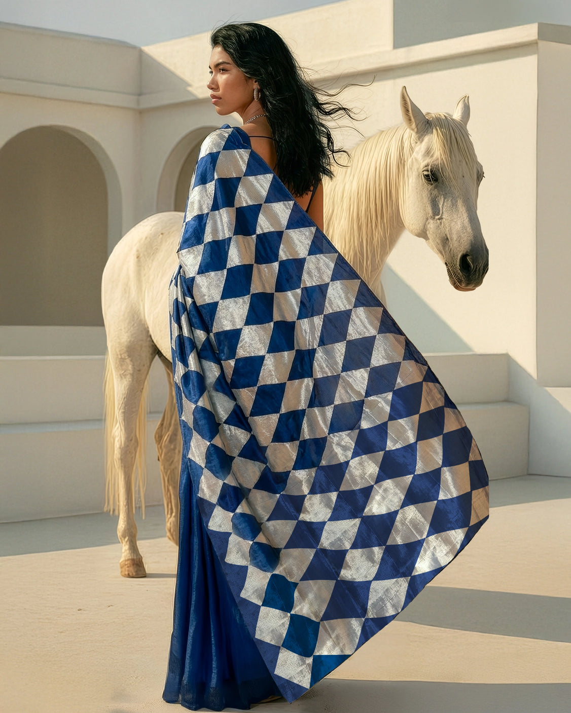 Barfi Tukda Real Silver Silk Saree