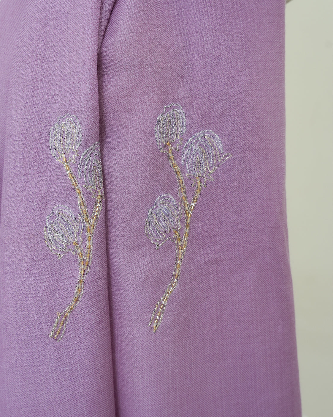 Lilac Tila Flowers Fine Wool Scarf