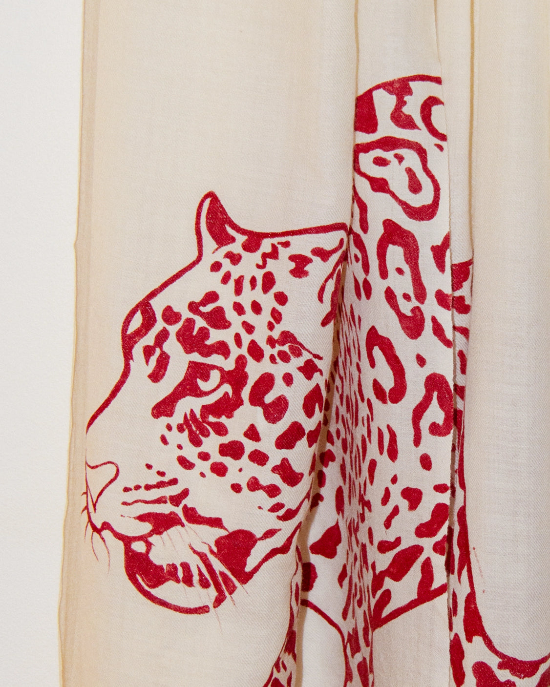 White Fine Wool Scarf - Cheetah