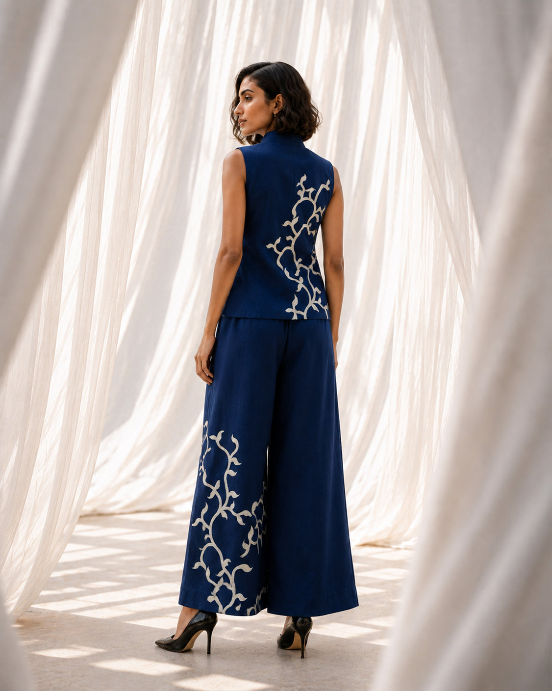 Woodland Map — Midnight Blue Pashmina Set