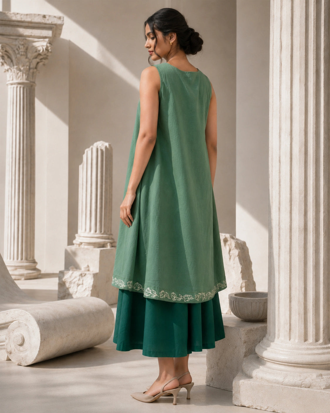 Moss & Mint Handpainted Layered Cotton Dress