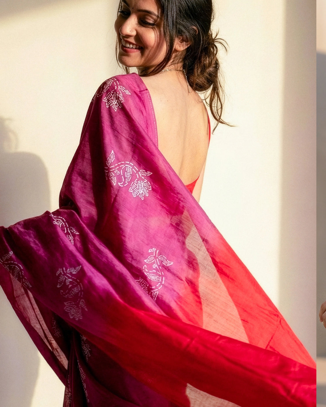 Bougain Villa Real Silver Silk Saree