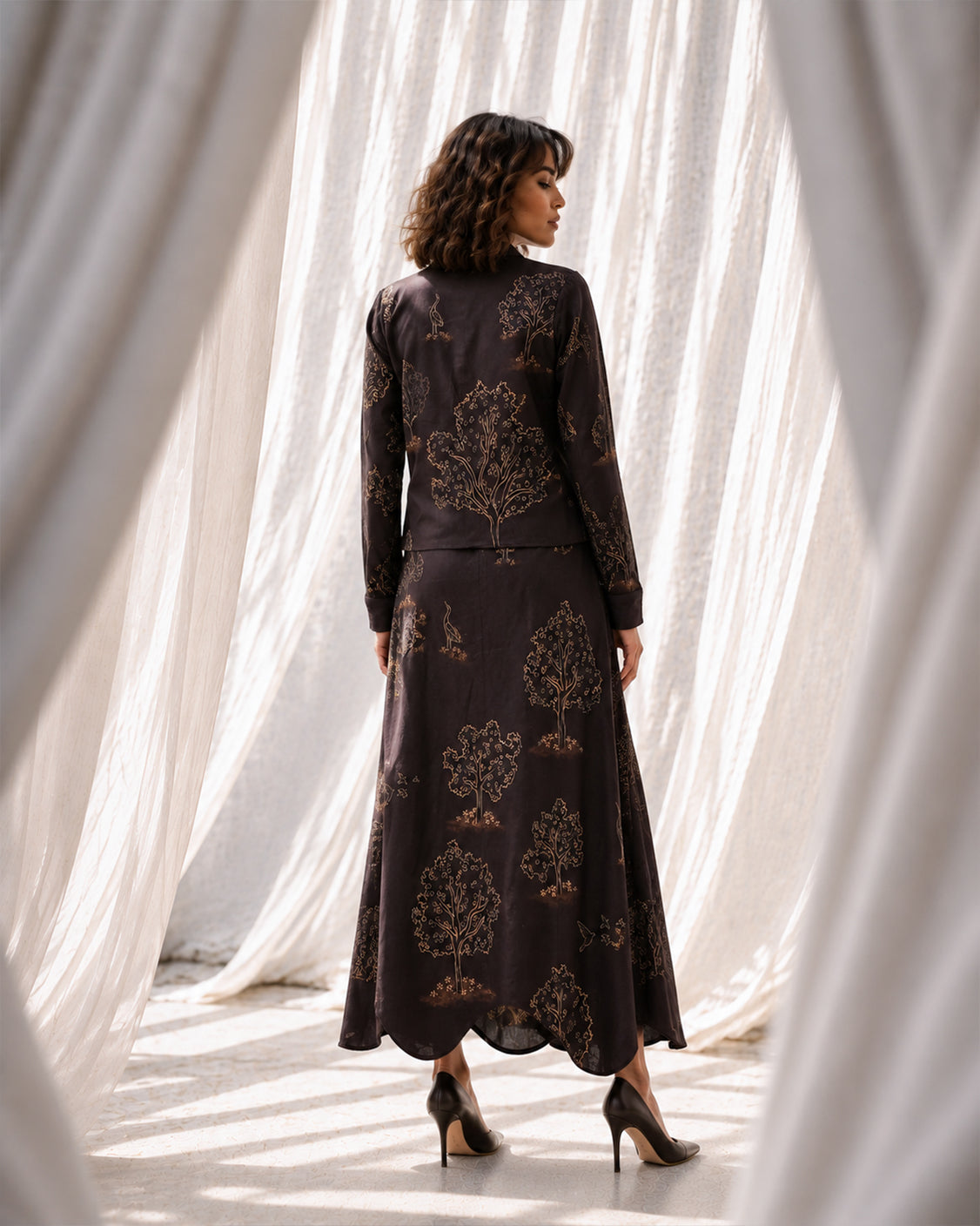 The Forest Floor — Chocolate Brown Chanderi Set