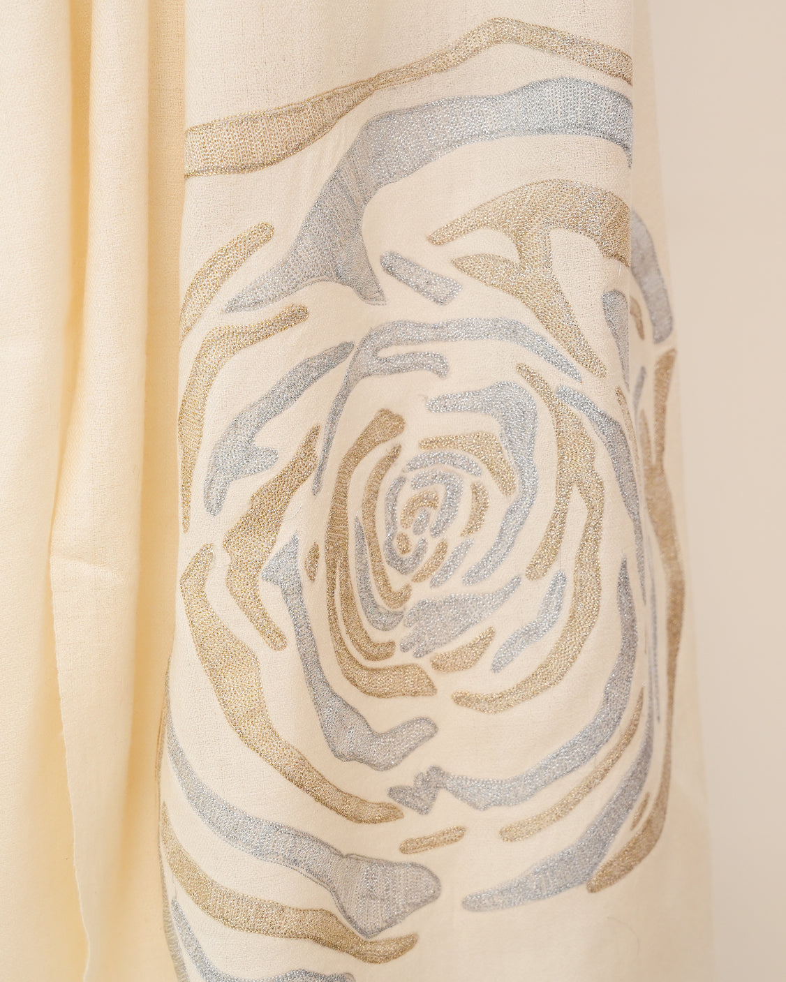 White Pure Pashmina Embroidered Scarf - Have a Rosy Day
