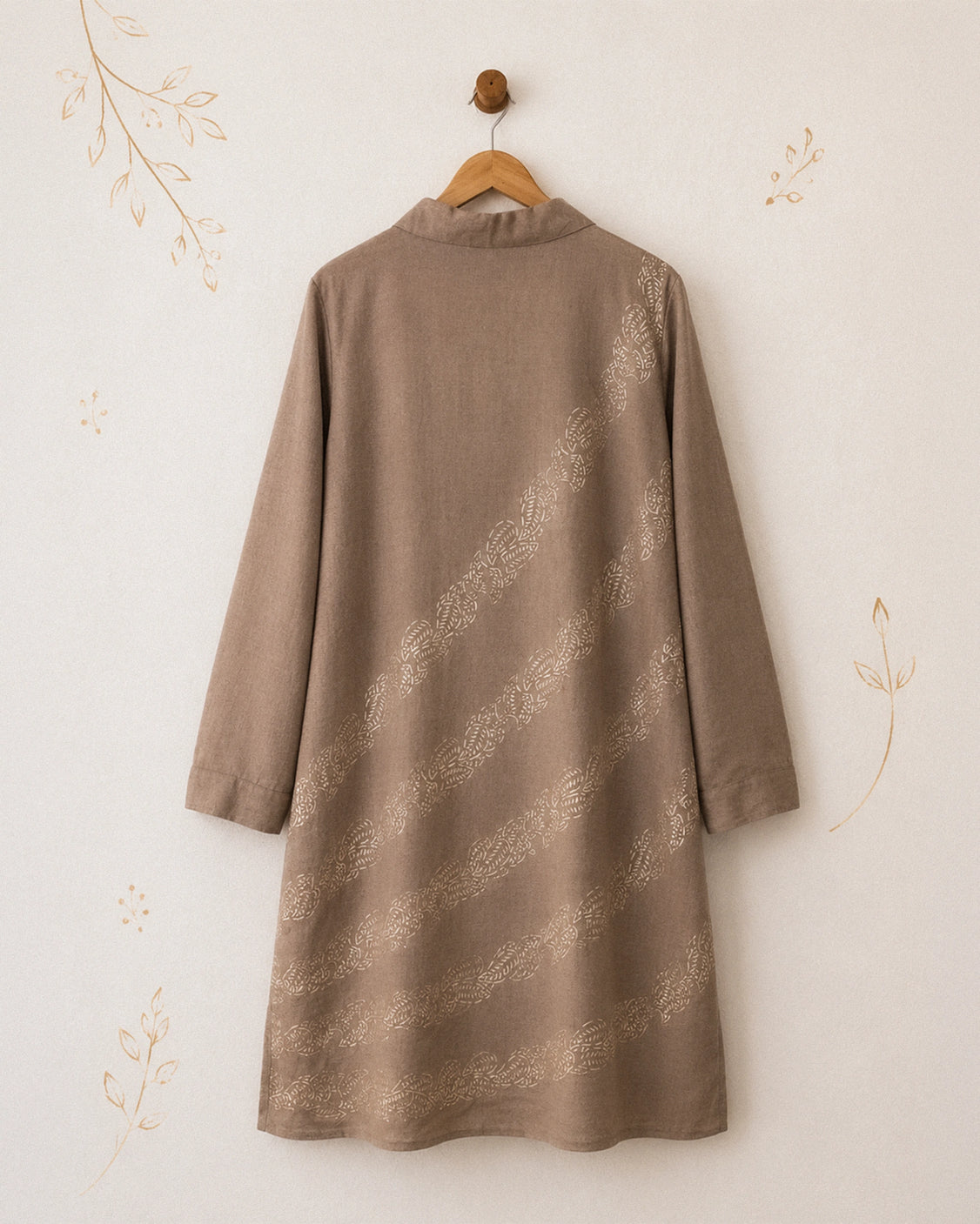 Silver Printed Fine Wool Dress