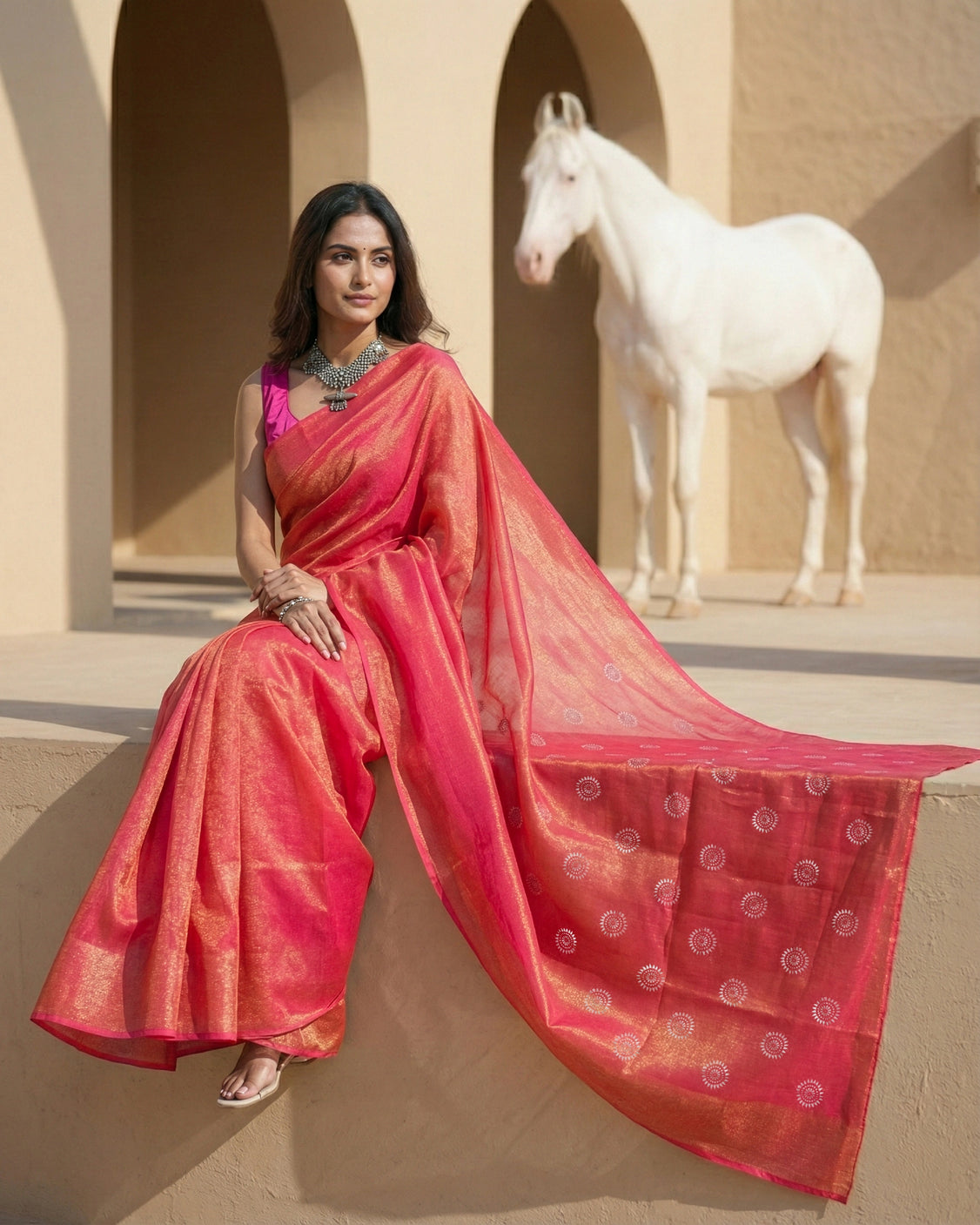 Scarlet Real Silver Saree in Tissue Silk